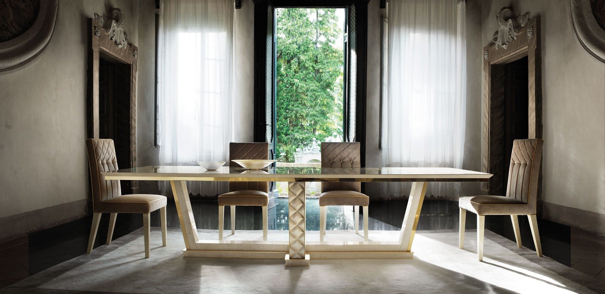 Xlmoebel Essgruppe Esstisch mit 4 Stühlen im Rokoko Barock Jugendstil, Made in Europa