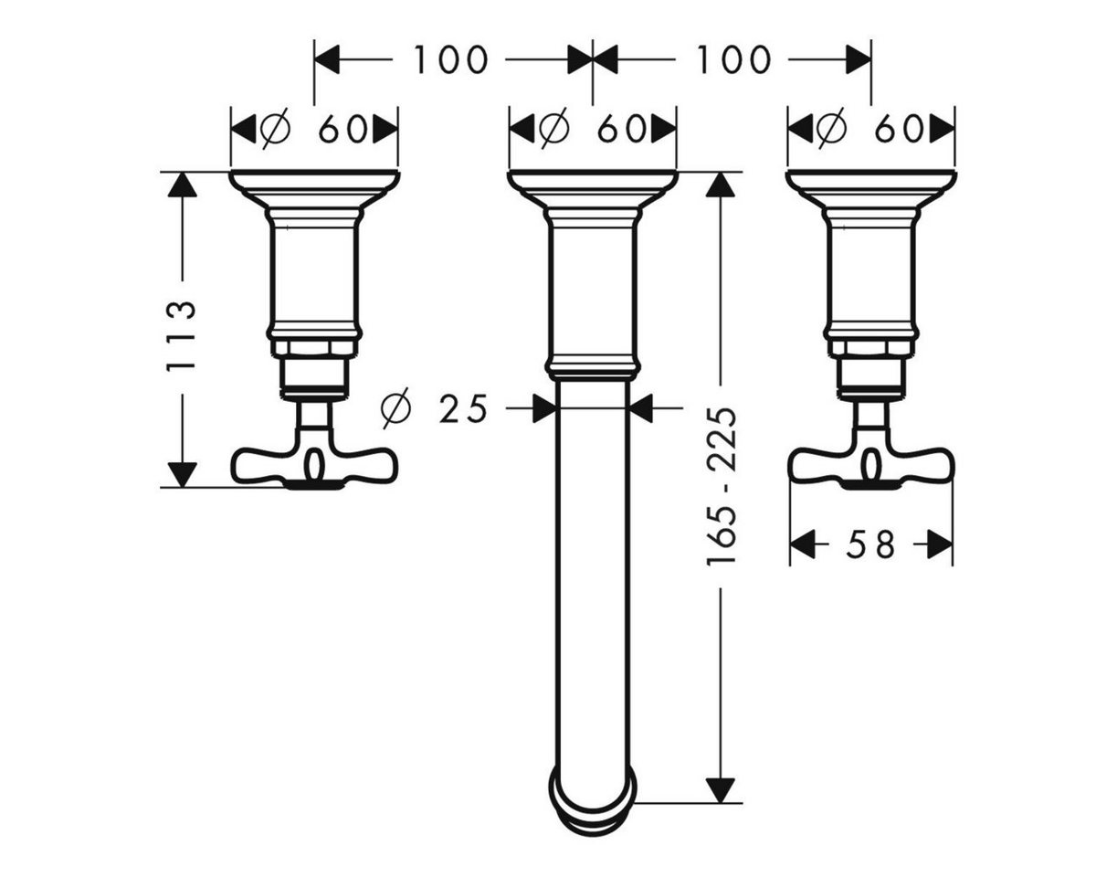 Thumbnail - hansgrohe Unterputzarmatur Axor Montreux 3-Loch Waschtischarmatur Kreuzgriff Unterputz