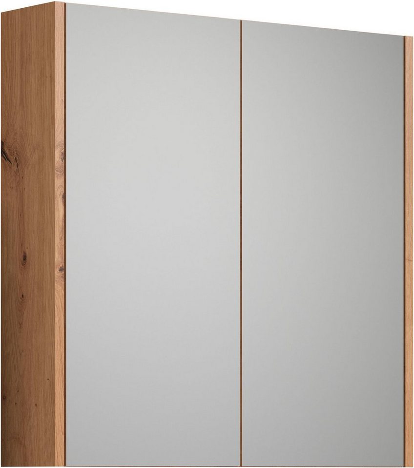 Places of Style Spiegelschrank Tarragona (1-St) Breite 69 cm, 2 Türen, 2  Einlegeböden, matt, braune Holzoptik / weiß