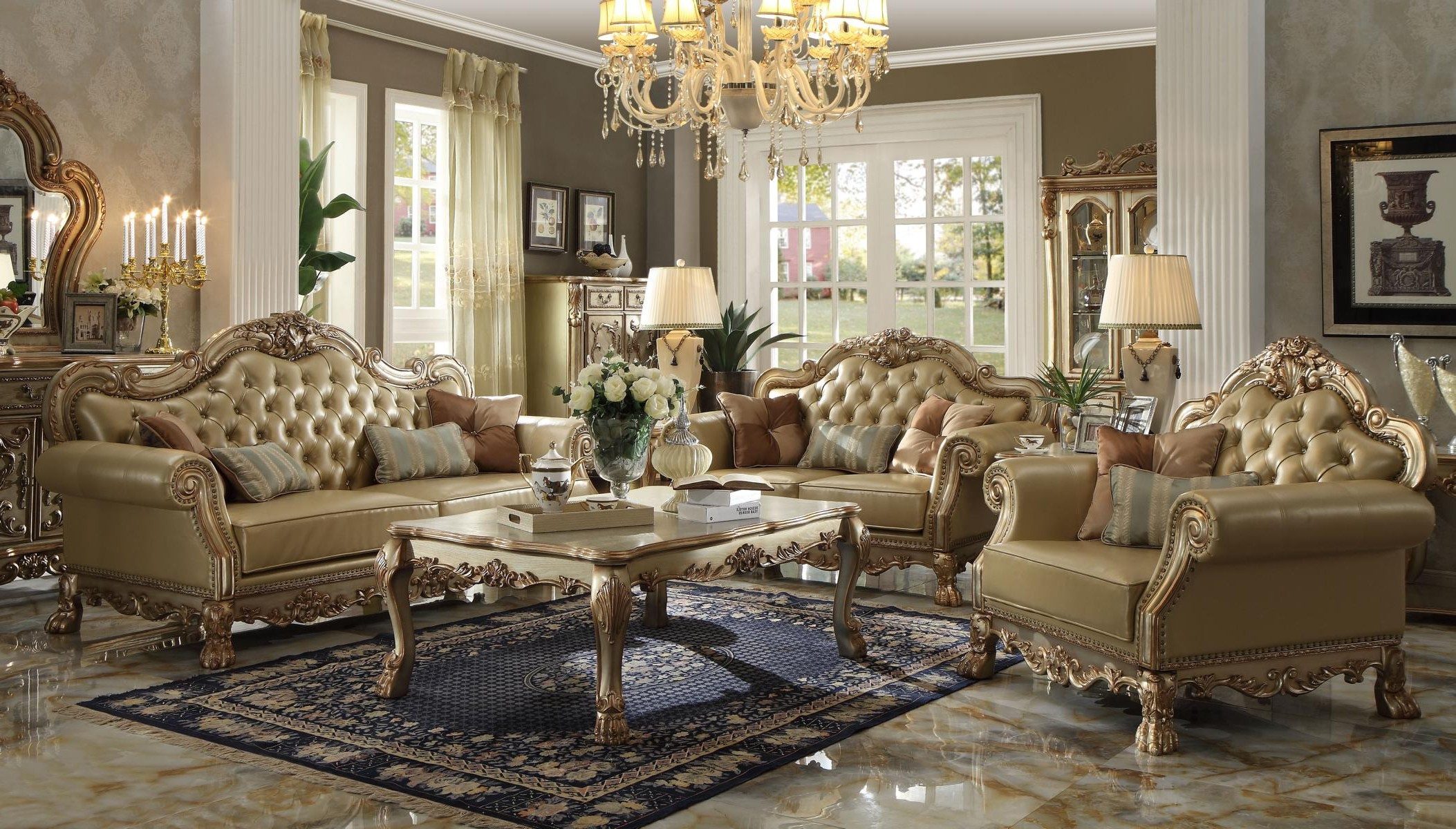 Xlmoebel Polstergarnitur Luxus Barock Sofagarnitur 3+2+1 Sitzer mit Couchtisch, (4-tlg), Made in Europa