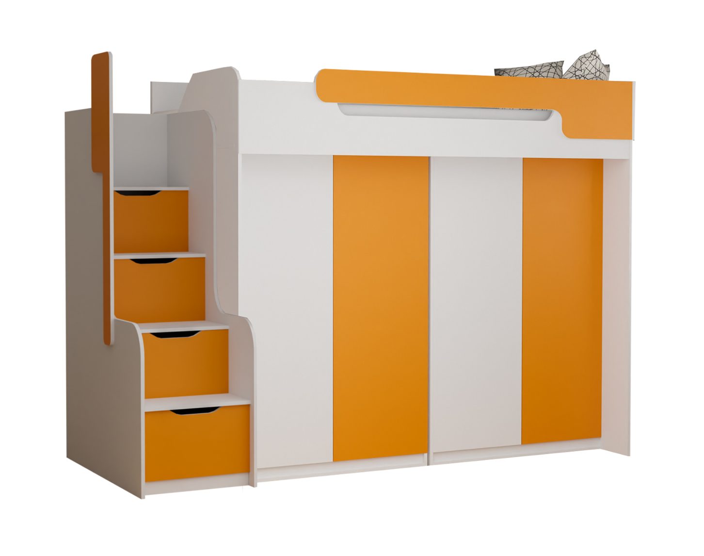Möbel-Zeit Hochbett Hochbett DORIAN mit 2 Schränken