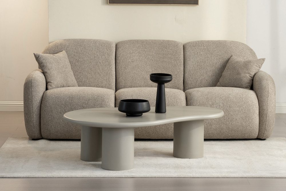 riess-ambiente Couchtisch ORGANIKO 130cm cement greige - MDF, organische Form, Ablagefläche (Einzelartikel, 1-St), Moderner Beistelltisch - ideal f. Wohn- & Schlafzimmer od. Fernsehecke