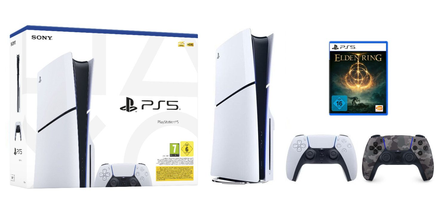 Playstation PS5 Disk Slim inkl. Elden Ring & 2. Controller Grey Camouflage (Konsolen-Bundle, inkl. Elden Ring)