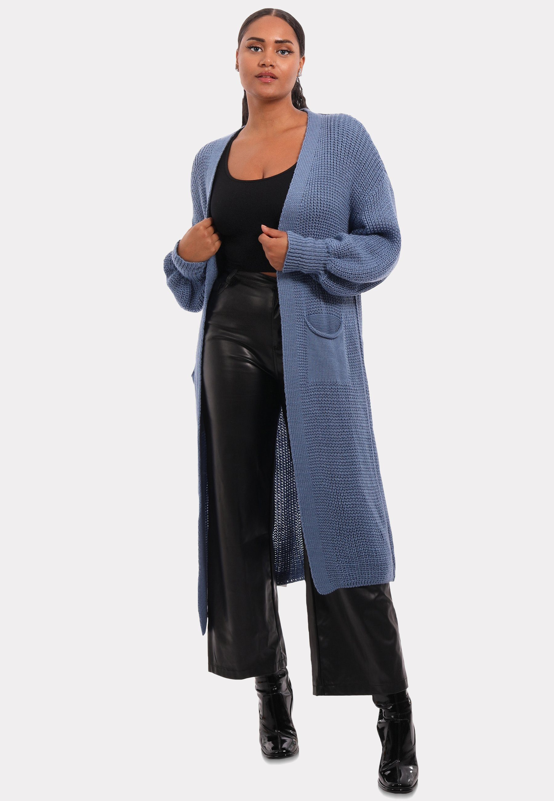 Fashion Cardigan mit Basic & Einschubtaschen in Cardigan Unifarbe Style (1-tlg) Verschlusslos YC