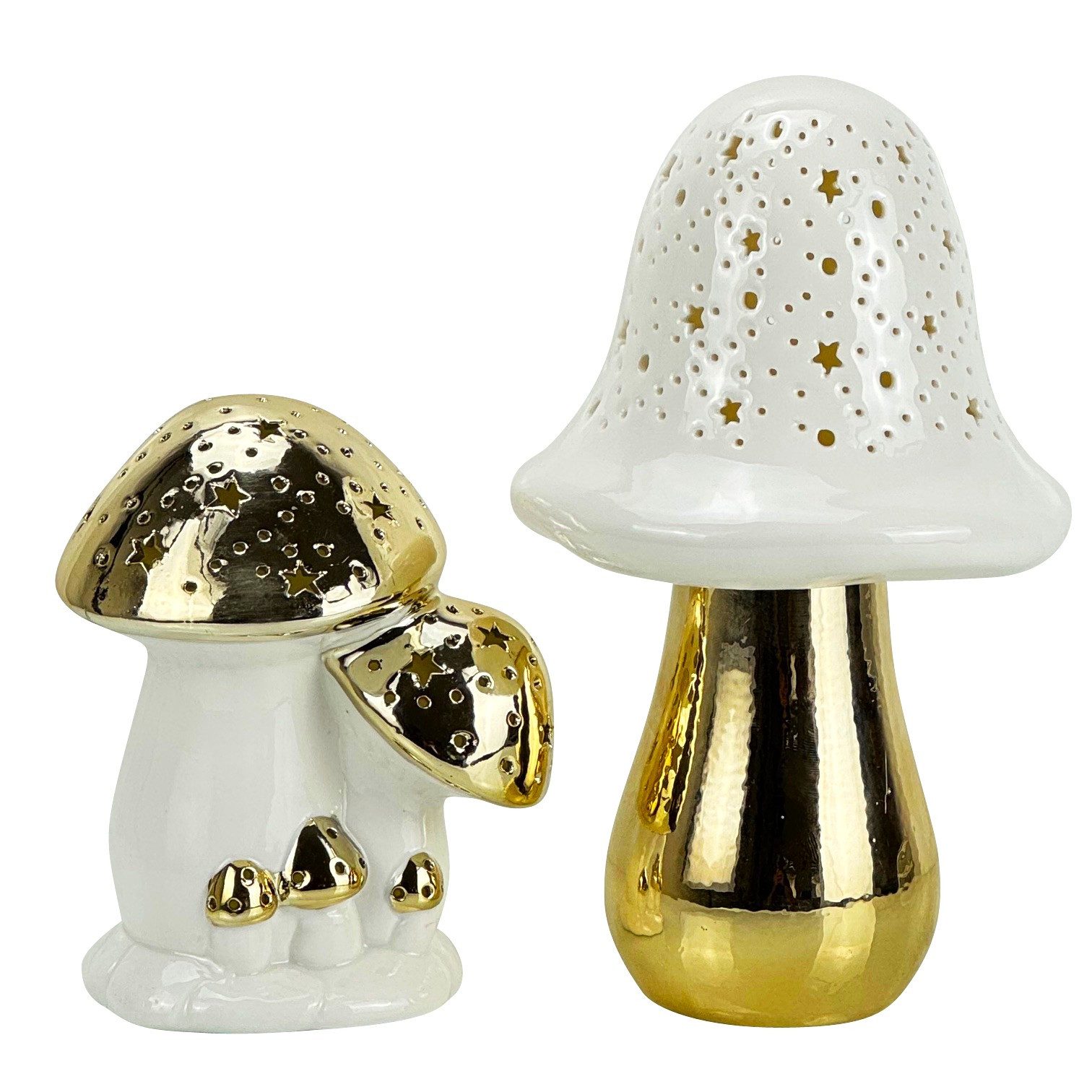 Online-Fuchs LED Dekoobjekt - 2 Pilze aus Keramik mit LED-Beleuchtung - Dek günstig online kaufen
