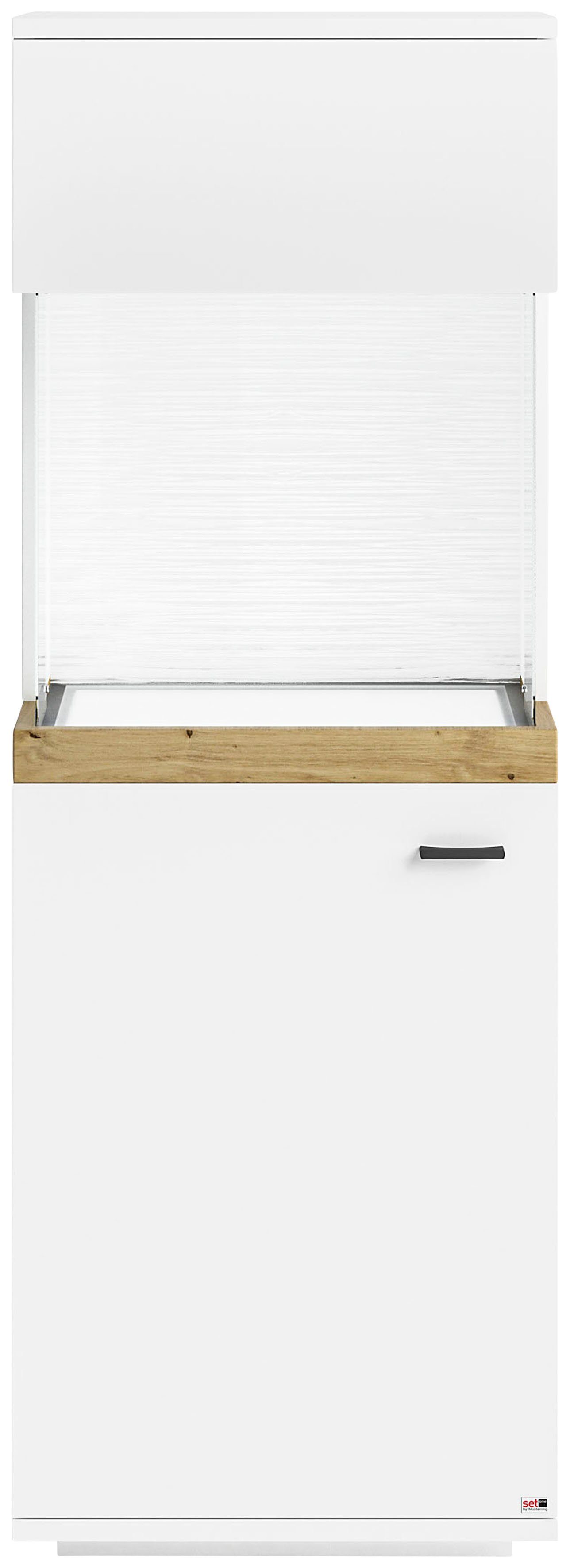set one by Musterring Glasvitrine Lancaster Farben weiß oder grau mit Eicheabsetzung, mit LED-Beleuchtung