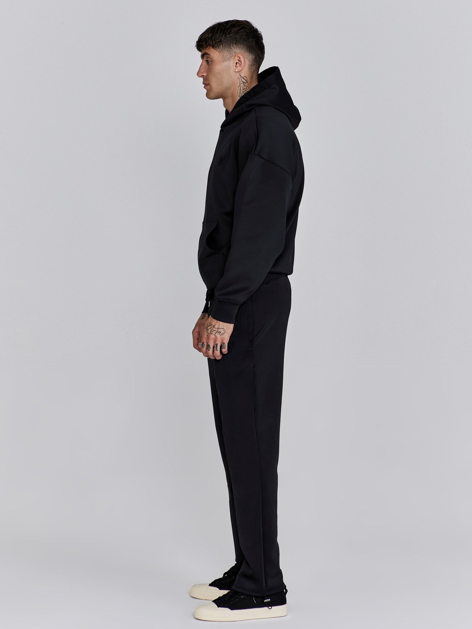 Siksilk Hoodie SikSilk Herren Schwarzes Oversized Dynamic Kapuzenpullover