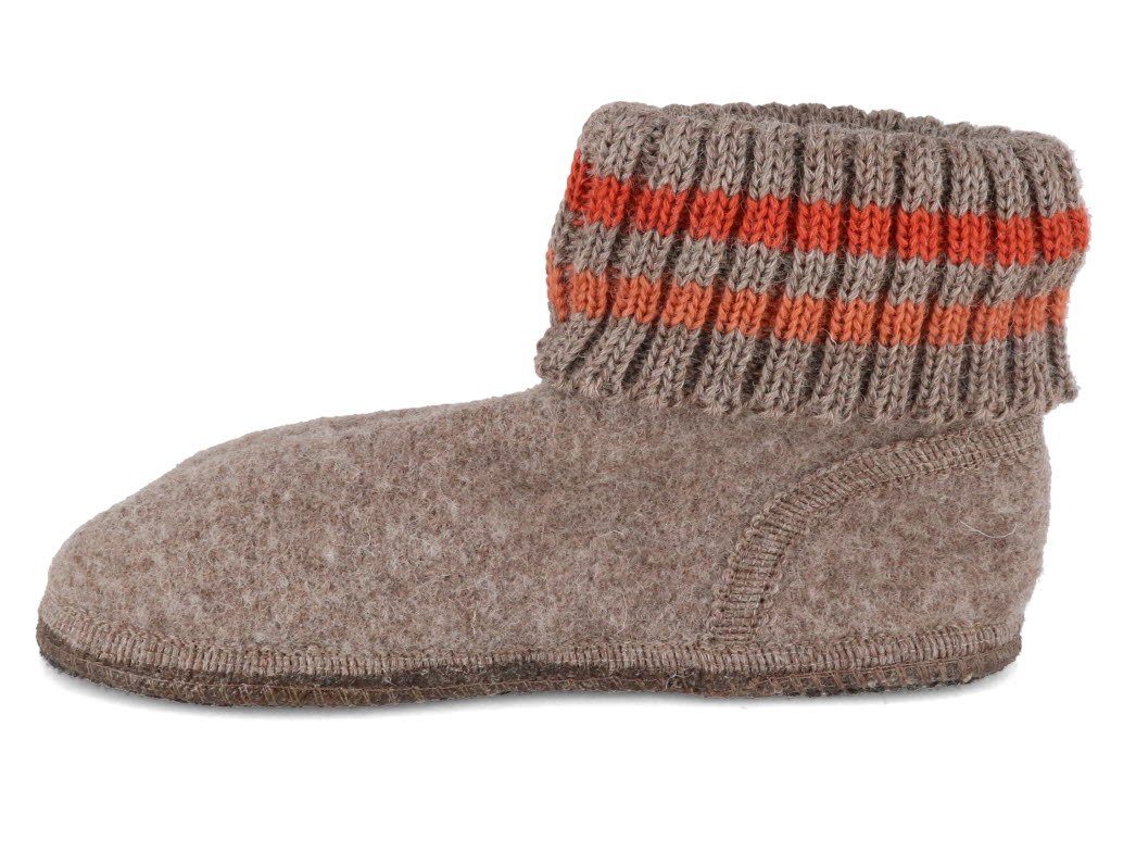 Haflinger Klassiker für Kinder Hausschuh mit Feinstrickkragen