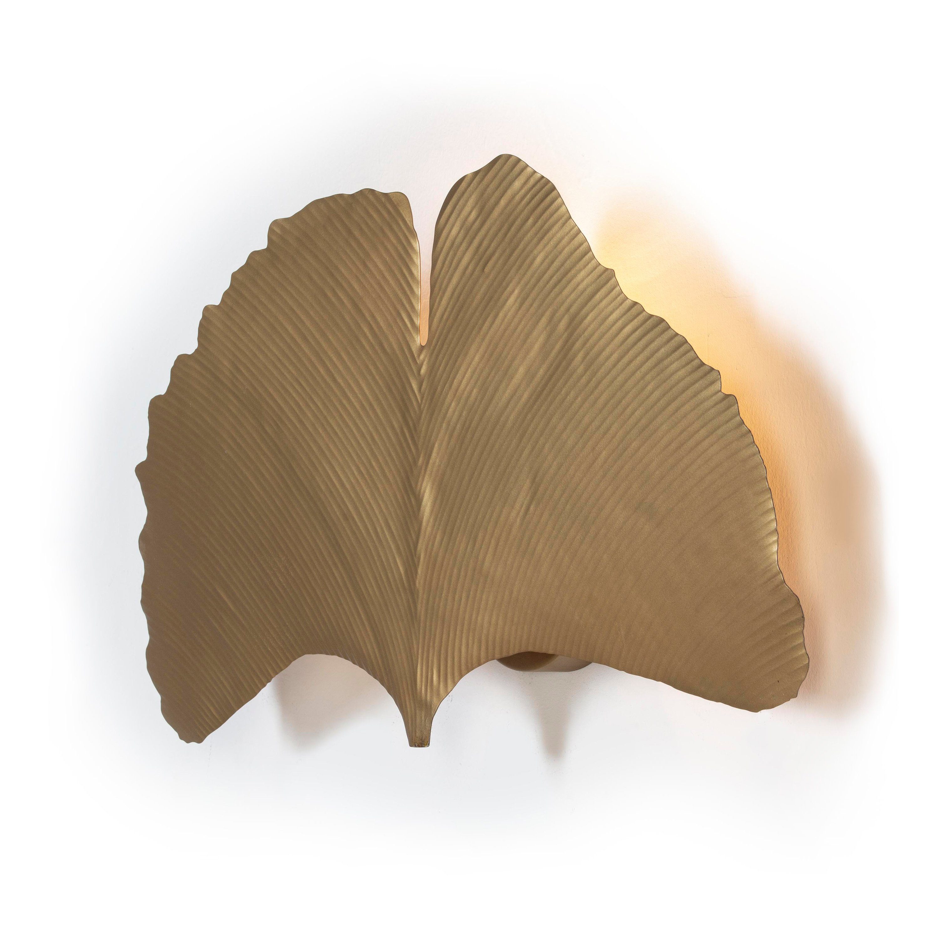 Signature Home Collection Wandleuchte Wandlampe Blatt in Metall gold farbig, ohne Leuchtmittel, warmweiß, Wandleuchte in Blattform