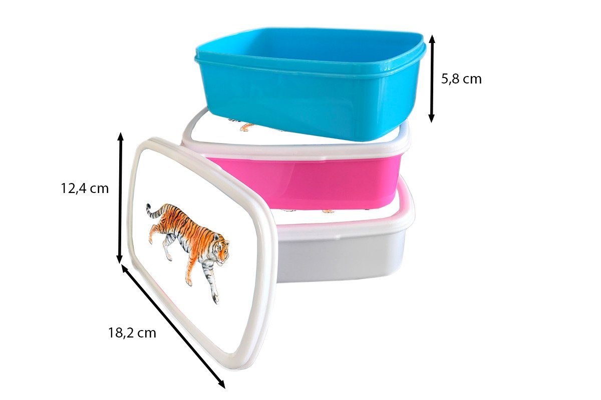 - Brotbox Lunchbox Erwachsene, MuchoWow Snackbox, für Kunststoff, Mädchen, - (2-tlg), Kunststoff rosa Orange Tiger Kinder, Brotdose Weiß,