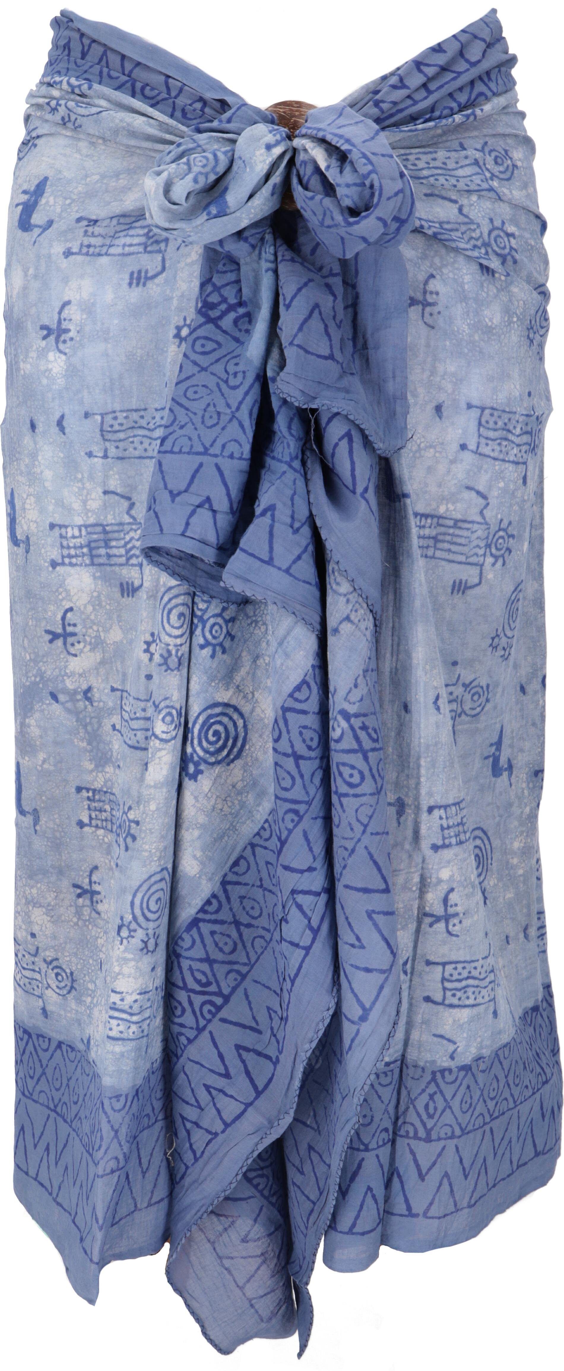 Guru-Shop Sarong Leichter Pareo Schal, Sarong, handbedrucktes..