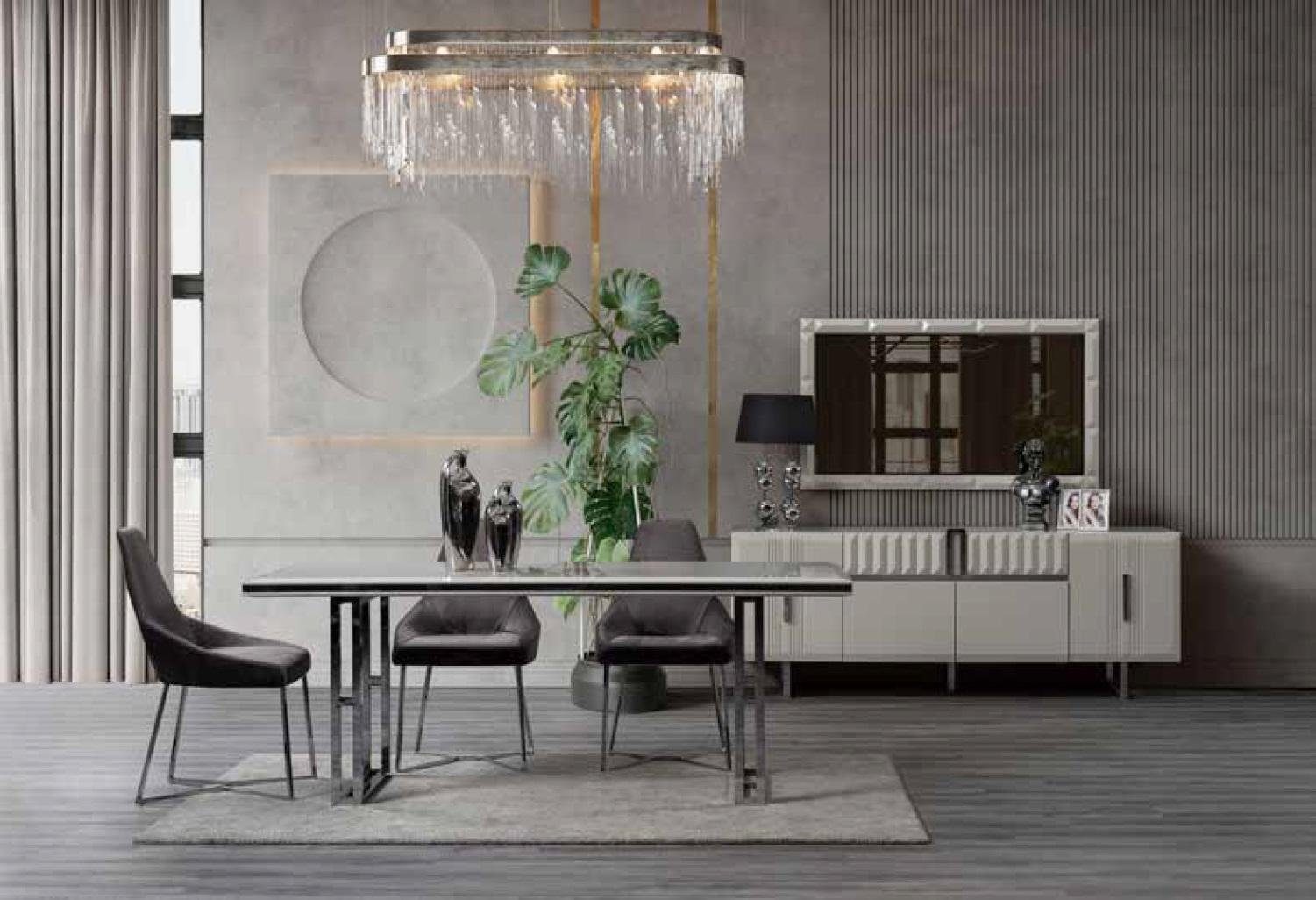 (Esstisch), Möbel in Wohnzimmer Europe Edelstahl Esstische Made Weiß Tische Tisch JVmoebel Esstisch Esstisch