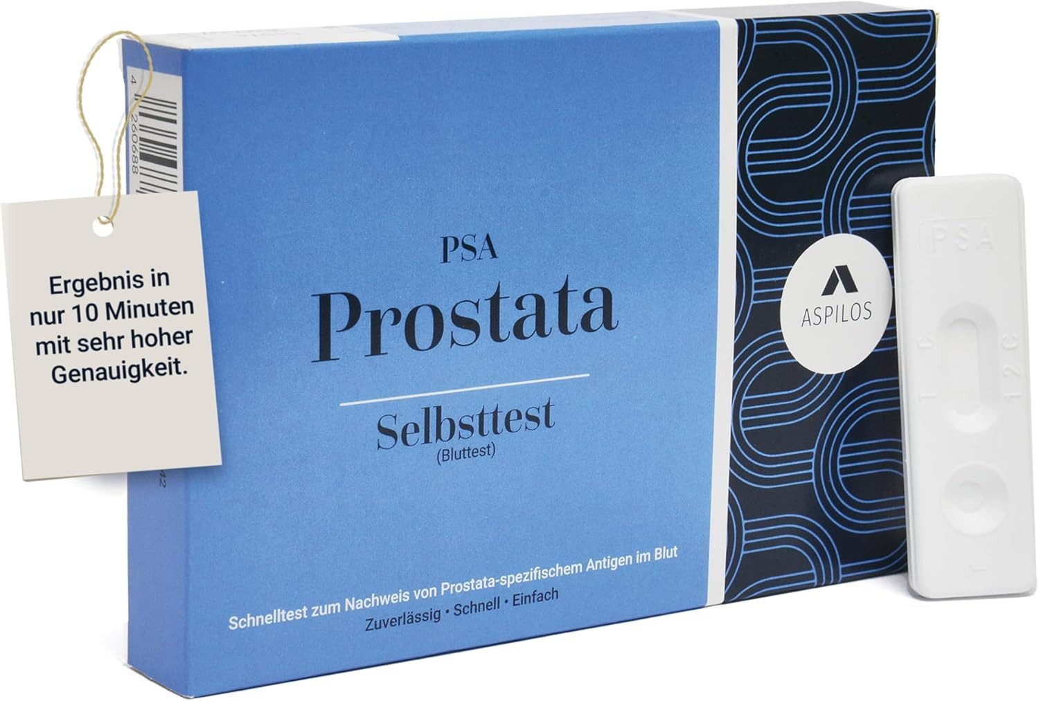 ASPILOS PSA-Schnelltest Prostata PSA-Selbsttest schnelle Ergebnisse für Zuhause in 10 Minuten, 1-tlg., Bluttest, selbst durchführbar, prostata-spezifische Antigen, Prostatitis, Prostatakrebs, PSA-Spiegel, medizinischer Test