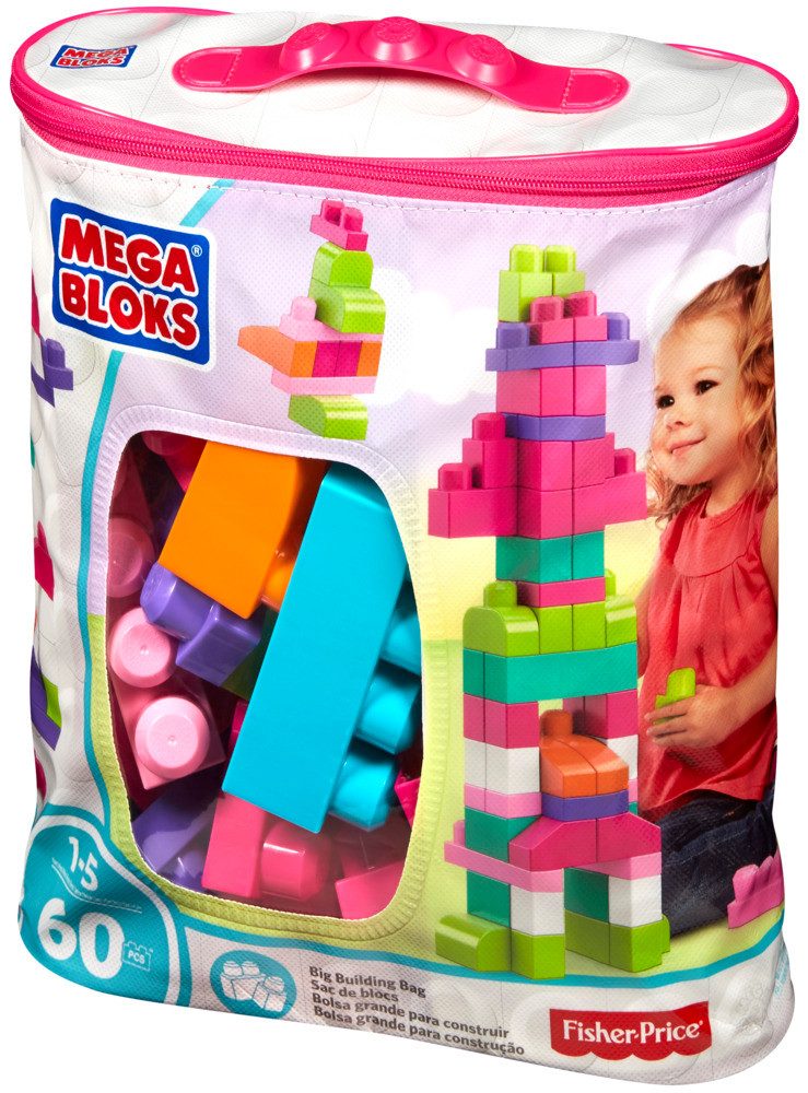 Mattel® Lernspielzeug MEGA BLOKS Bausteinbeutel pink 60 Stück günstig online kaufen