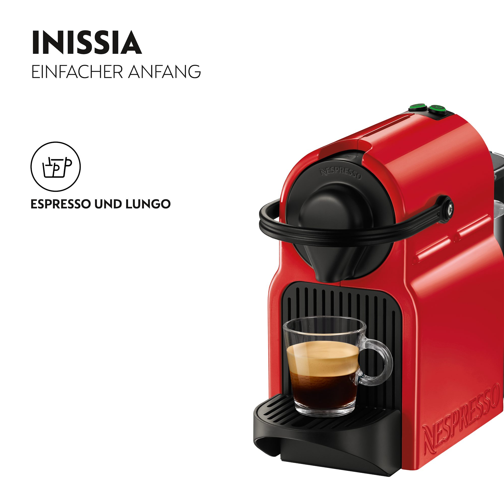 NESPRESSO Kapselmaschine XN1005 Inissia von Krups, Wassertankkapazität: 0,7 Liter, inkl. Willkommenspaket mit 7 Kapseln