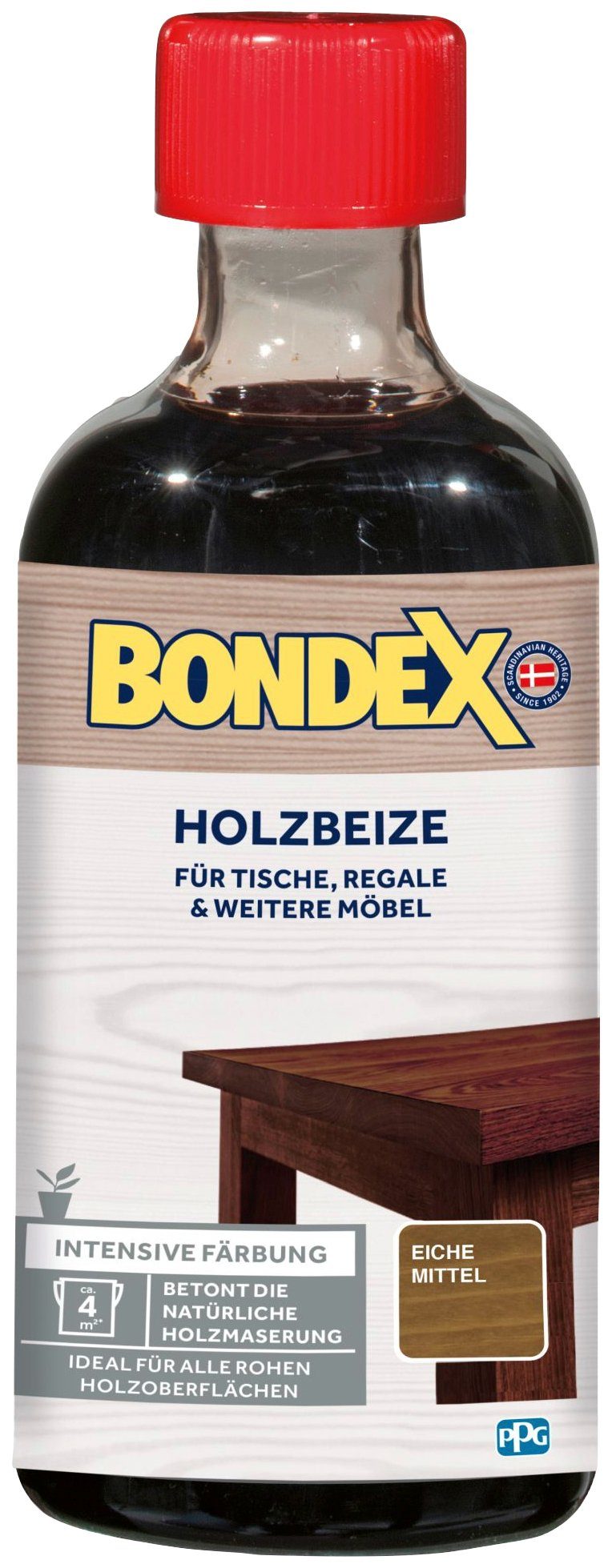 Bondex Lasur HOLZBEIZE, für Tische, Regale & weitere Möbel, intensive Färbung, 0,25 l Eiche Mittel