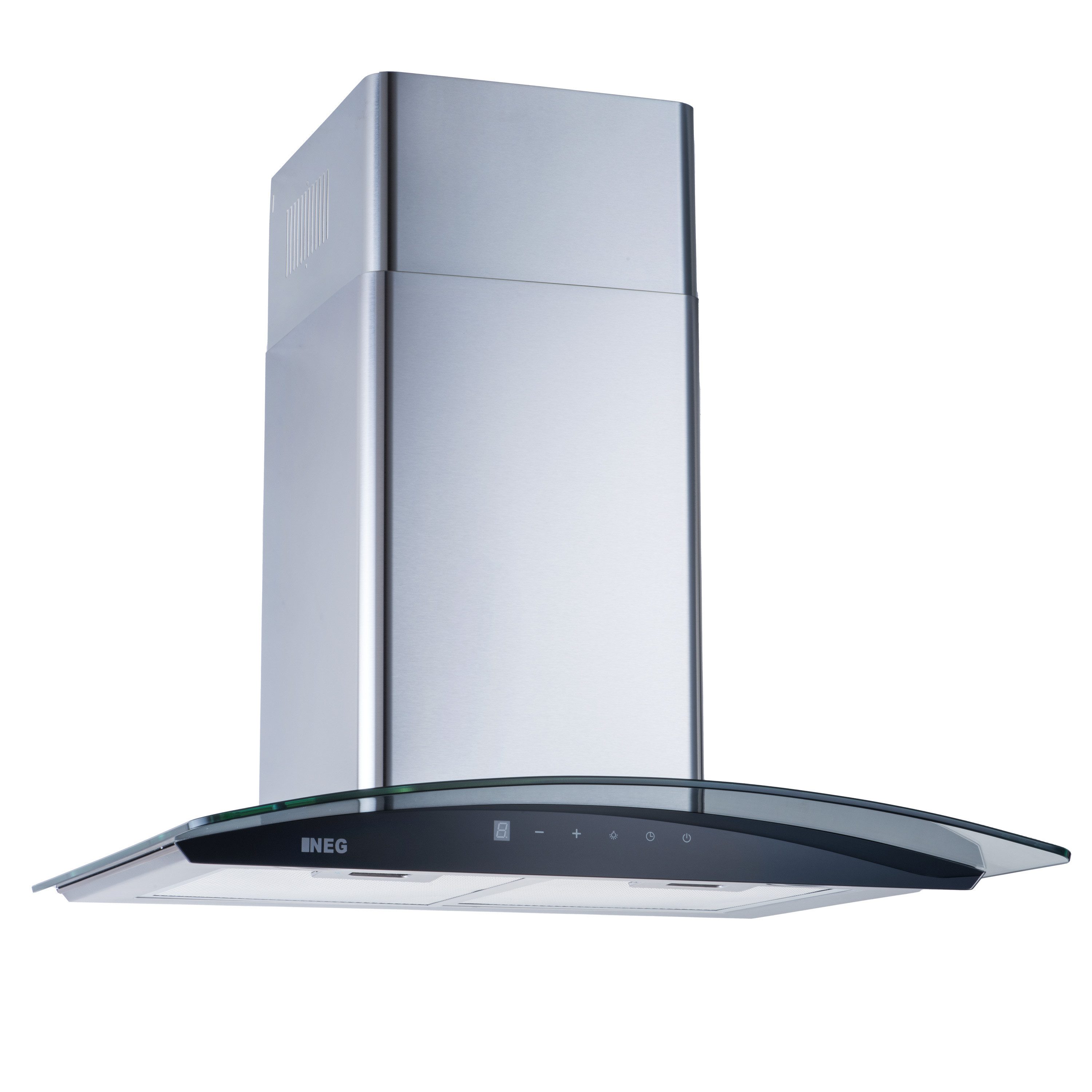 NEG Wandhaube NEG3860WH2 Edelstahl & Glasschirm 790 m³/h 10x Fettfilter 2x Boost Serie NEG38 2x Intensiv-Stufe, Nachlaufautomatik, Sensor-Touch, LED Beleuchtung