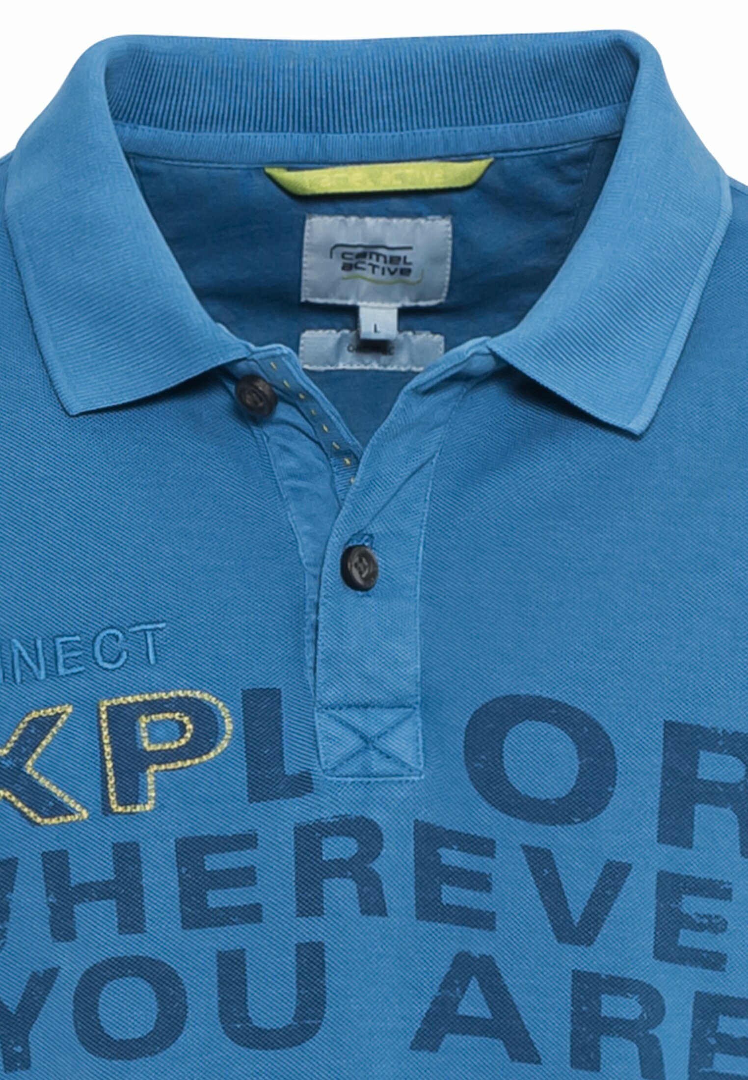 camel active Poloshirt aus Baumwolle Shirts_Langarm-Poloshirt Blau reiner