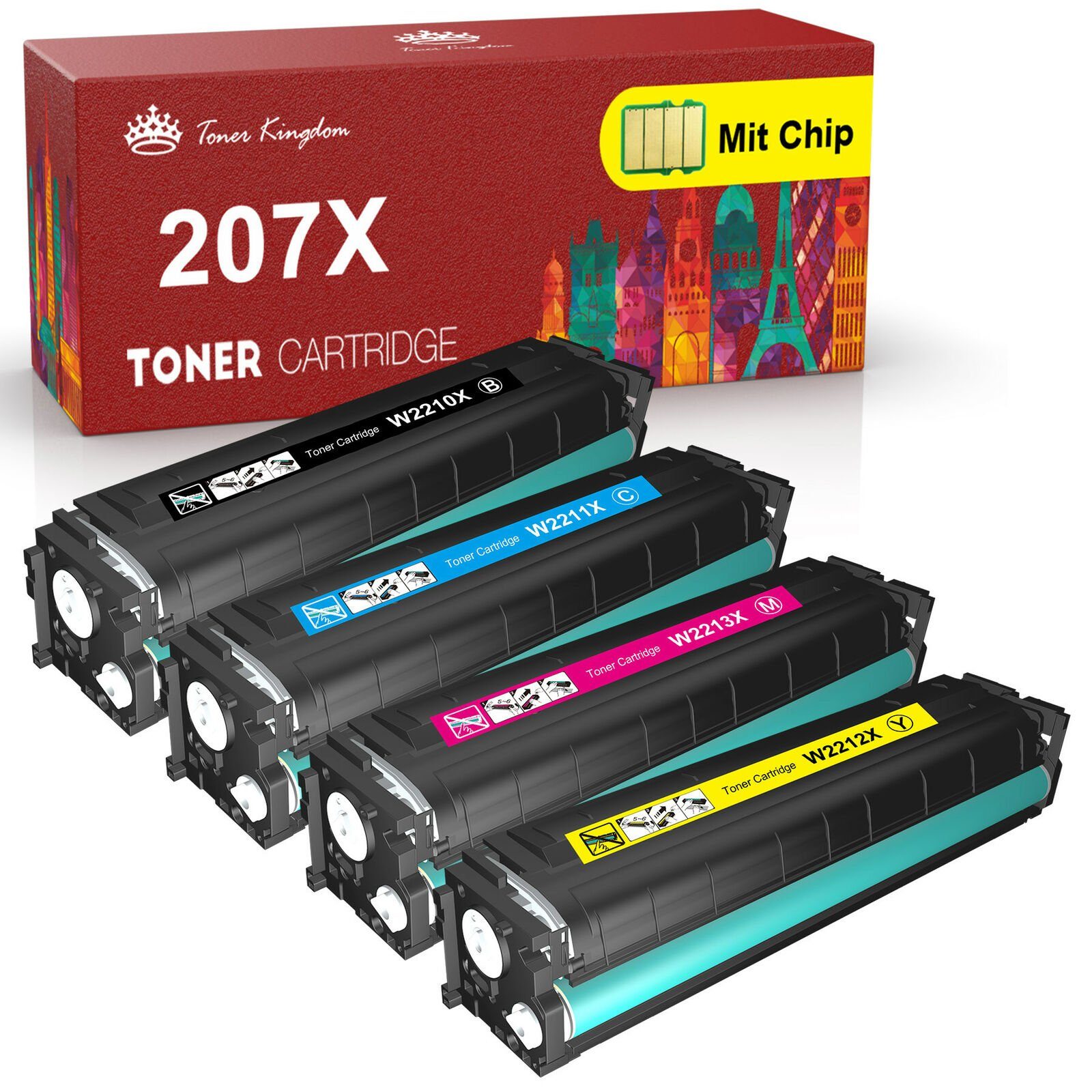 Toner Kingdom Tonerpatrone Kompatibel für HP 207X Mit Chip Pro M283fdw M282nw
