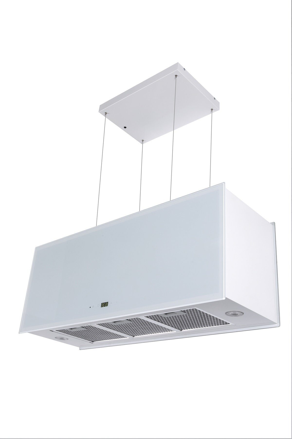 GURARI Inselhaube GCH I 333 90 WH Prime/ GCH I 333 90 WH Prime, Dunstabzugshaube 90cm, Deckenhaube, 1000m³/h, Weißglas