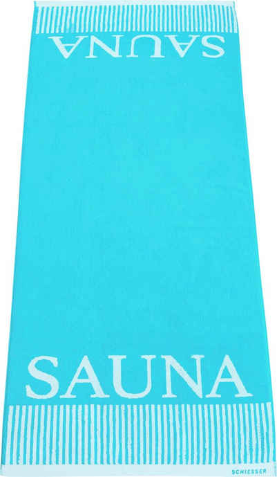 Schiesser Saunatuch »Rom«, Frottier (1-St), Sauna-Aufschrift