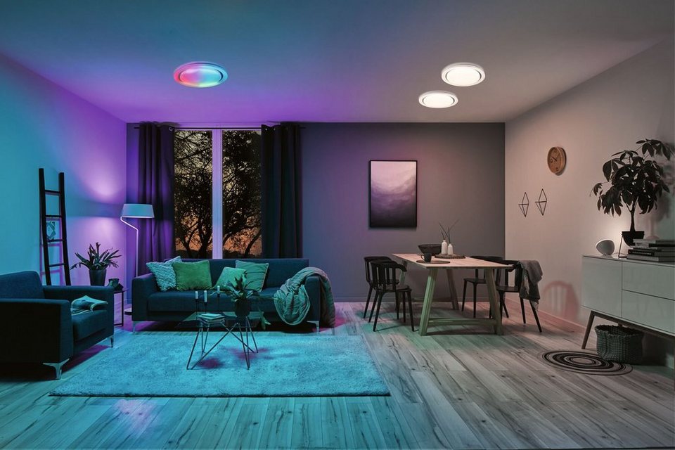 Paulmann Deckenleuchte Rainbow, LED fest integriert, Tageslichtweiß,  Deckenlampe mit statischem und dynamischem Regenbogeneffekt