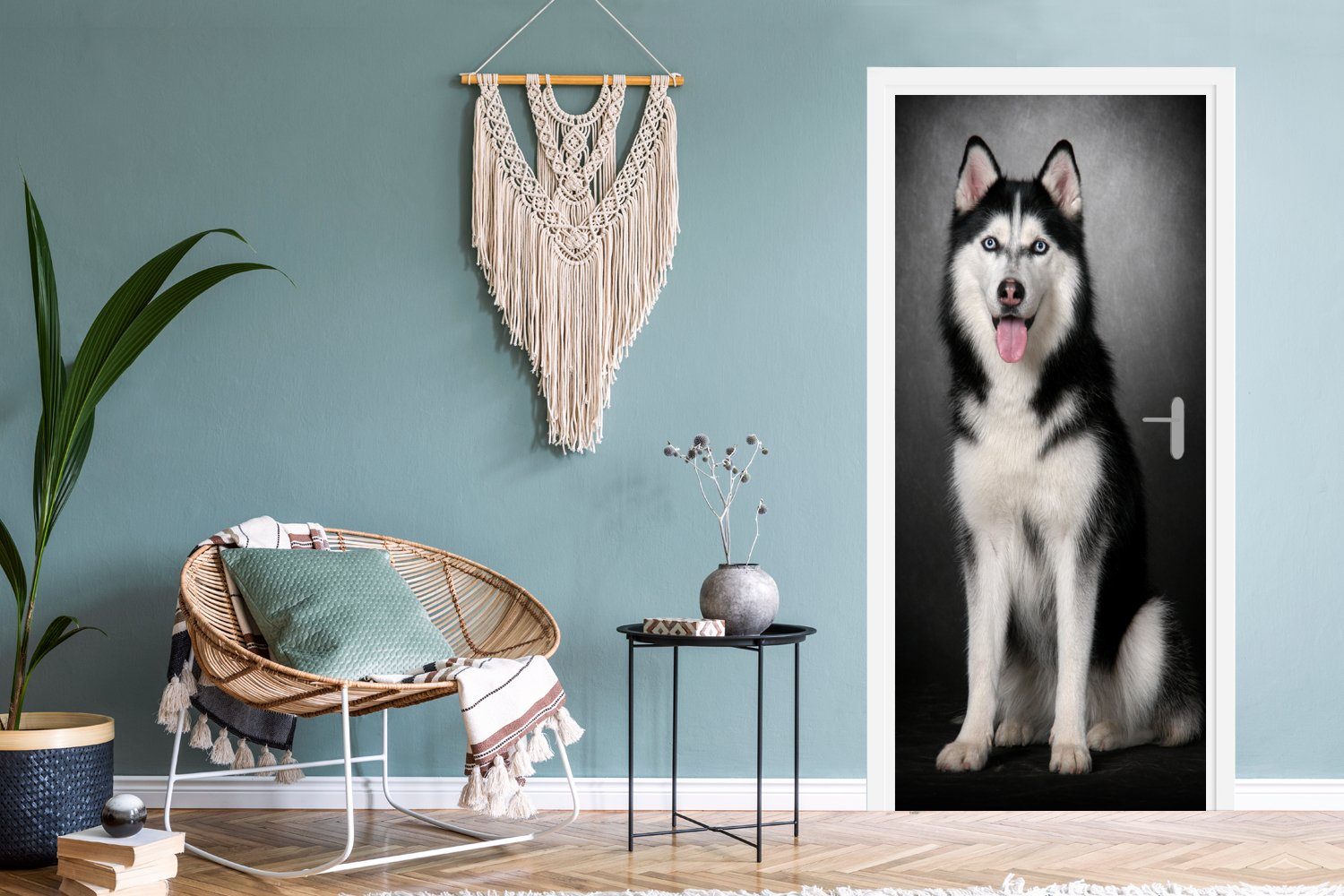 MuchoWow Türtapete Sibirischer Husky, Matt, 75x205 Tür, (1 St), cm Fototapete bedruckt, für Türaufkleber