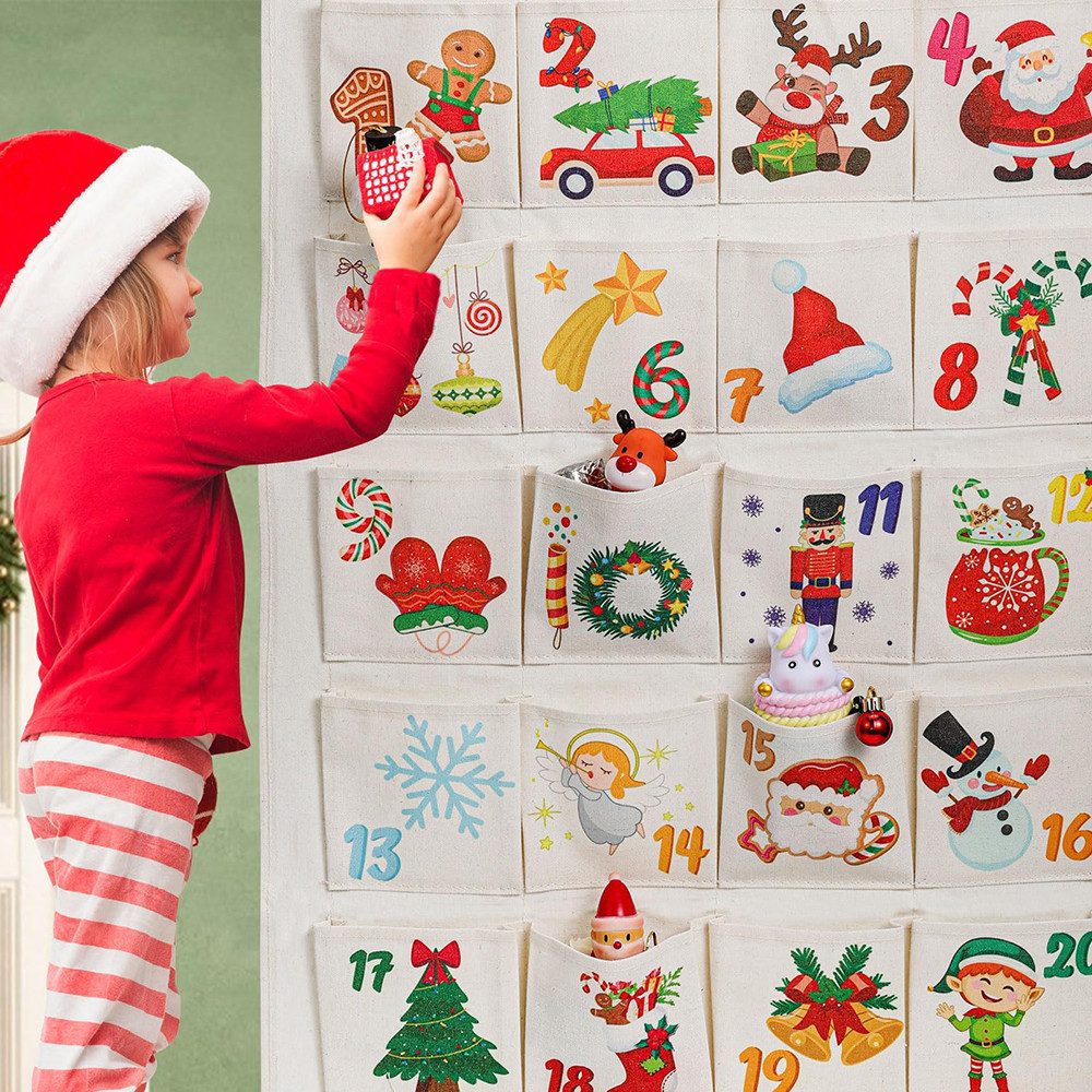 CLTYQ befüllbarer Adventskalender 24-Türiger Adventskalender zum Befüllen aus Stoff 2025, Adventi Adventskalender zum Befüllen mit Individuellen Designs – Bild 2 von 5