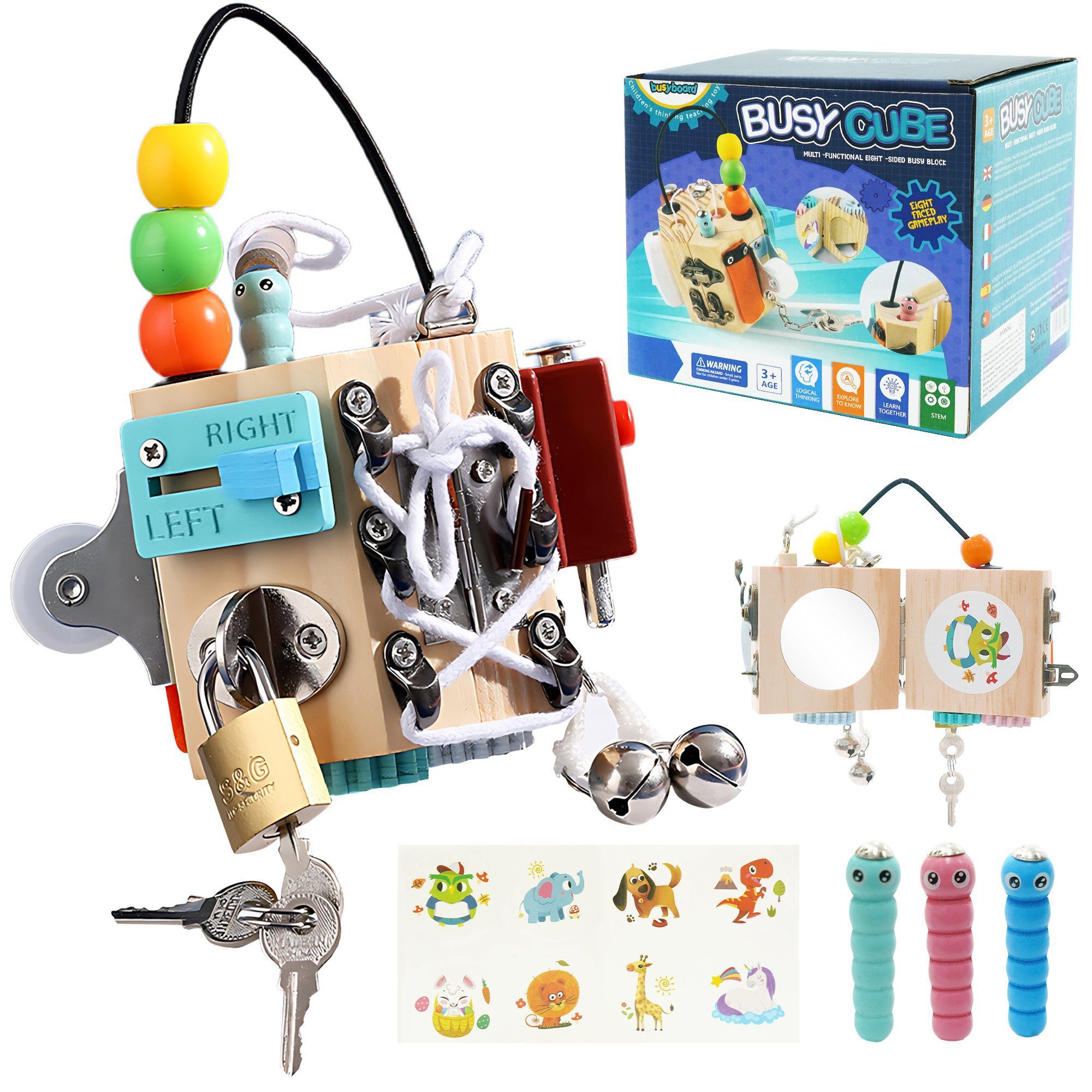 Lernspielzeug Motorikwürfel 15-in-1 Busy Cube Montessori Aktivitätswürfel