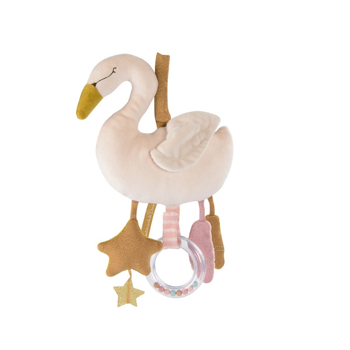 Moulin Roty Lernspielzeug Aktivitäten Schwan zum Aufhängen Hängespielzeug für Babys mit Lernwert, Activity-Spielzeug