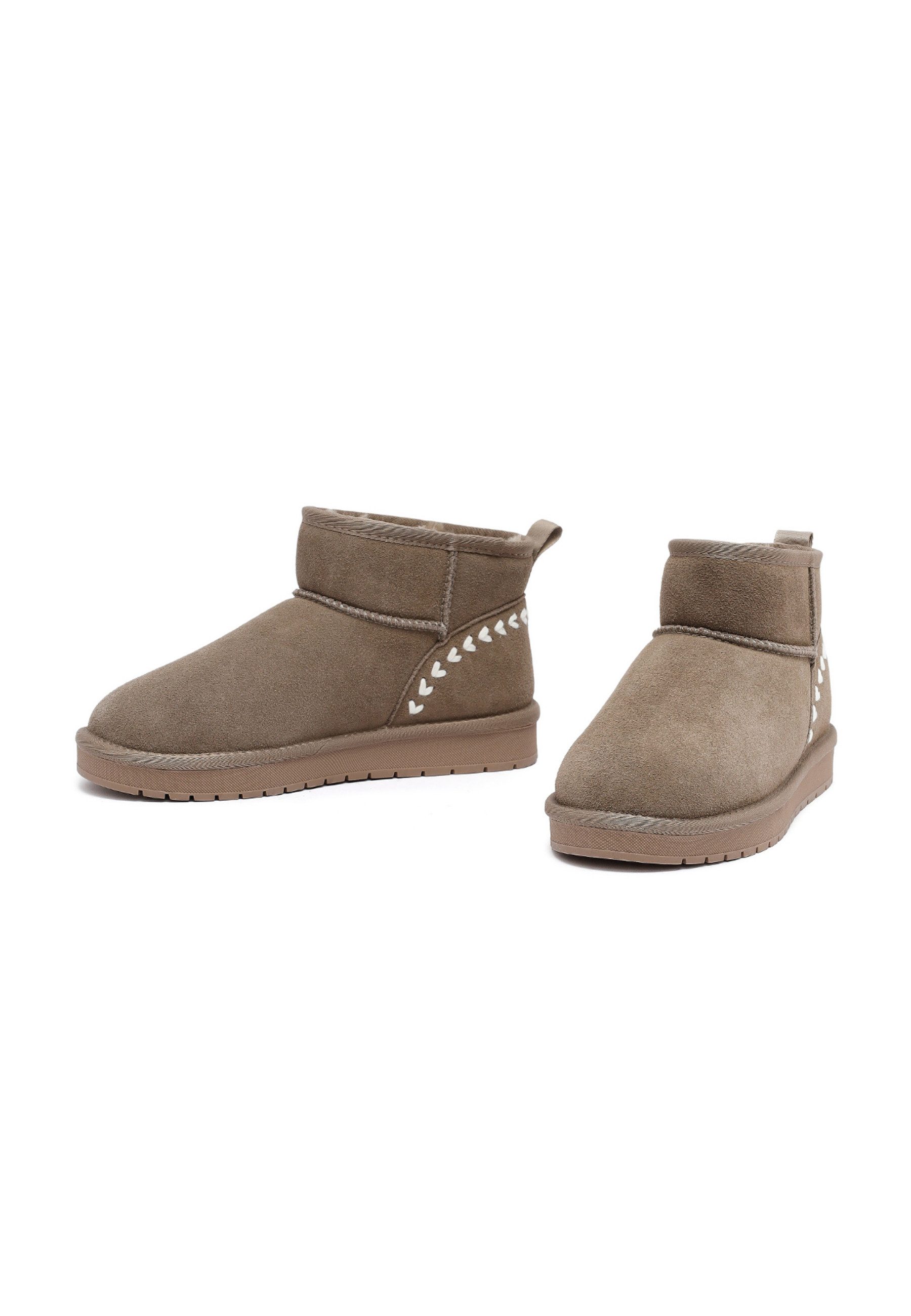 Derimod Teddy-Stiefel aus Veloursleder Ankleboots Kunstfellfutter, TPU Sohle, Absatz 2,5 cm