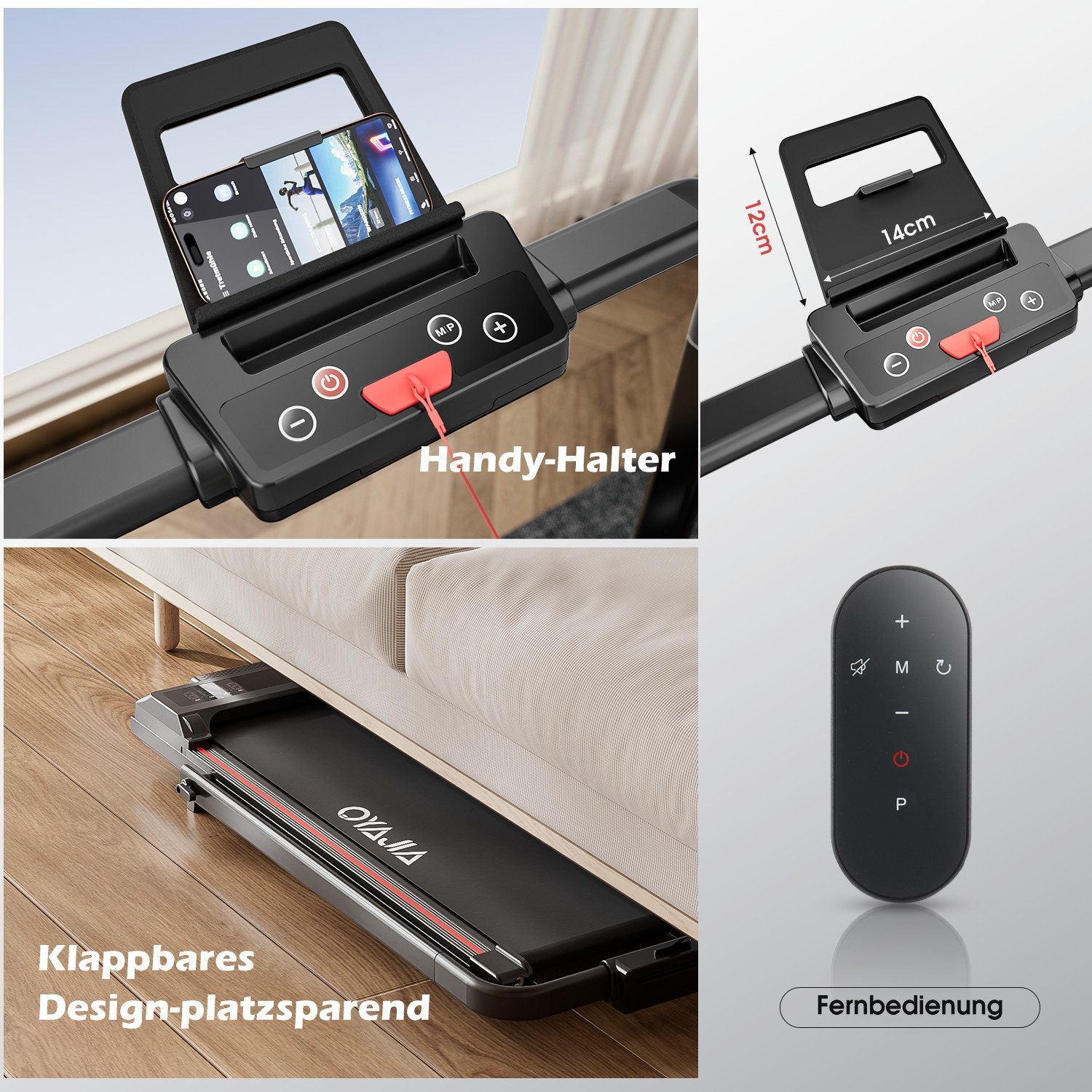 WILGOON Laufband Laufband klappbar 3 in 1 mit 6% Steigung & 1–12 km/h (Walking Pad platzsparend für Zuhause & Homeoffice, 2,5 PS Laufband mit Bluetooth APP & Musikfunktion), Kompaktes Fitness Laufband mit LCD Display bis 120 kg