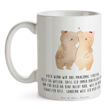 Mr. & Mrs. Panda Tasse Bären Schwestern - Weiß - Geschenk, beste Freundin, Büro Tasse, klein, Keramik, Einzigartiges Botschaft
