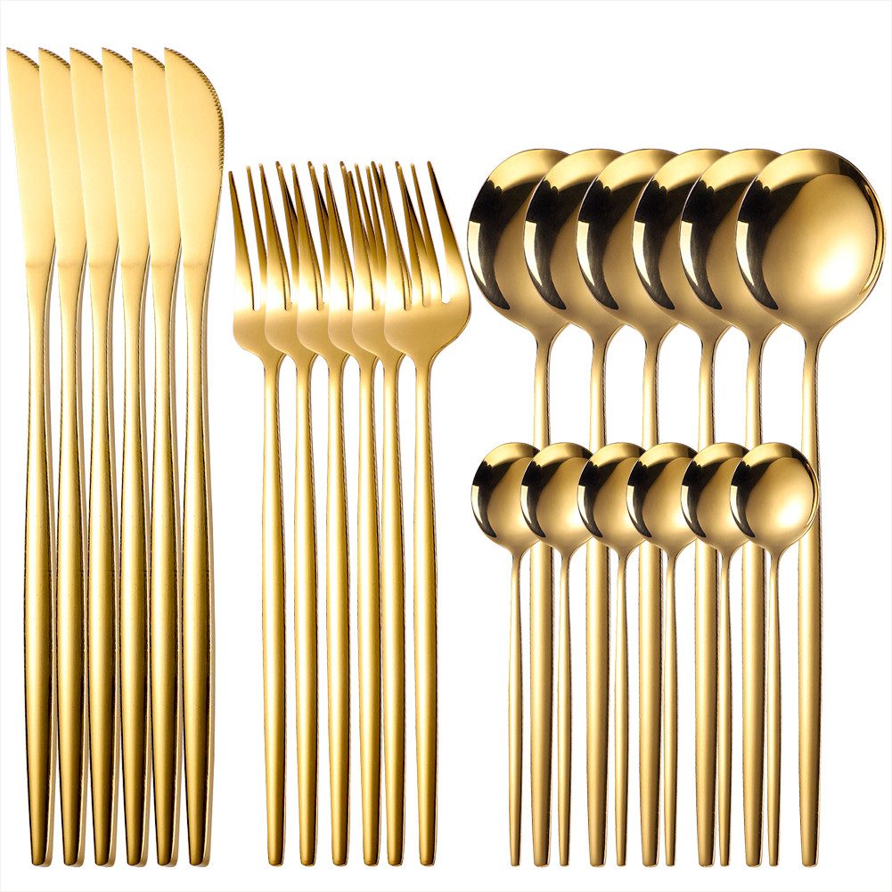 KingLux Besteck-Set Besteck Set für 6 Personen, Messer Gabel Löffel Set 24teilig (24-tlg), 6 Personen, Edelstahl