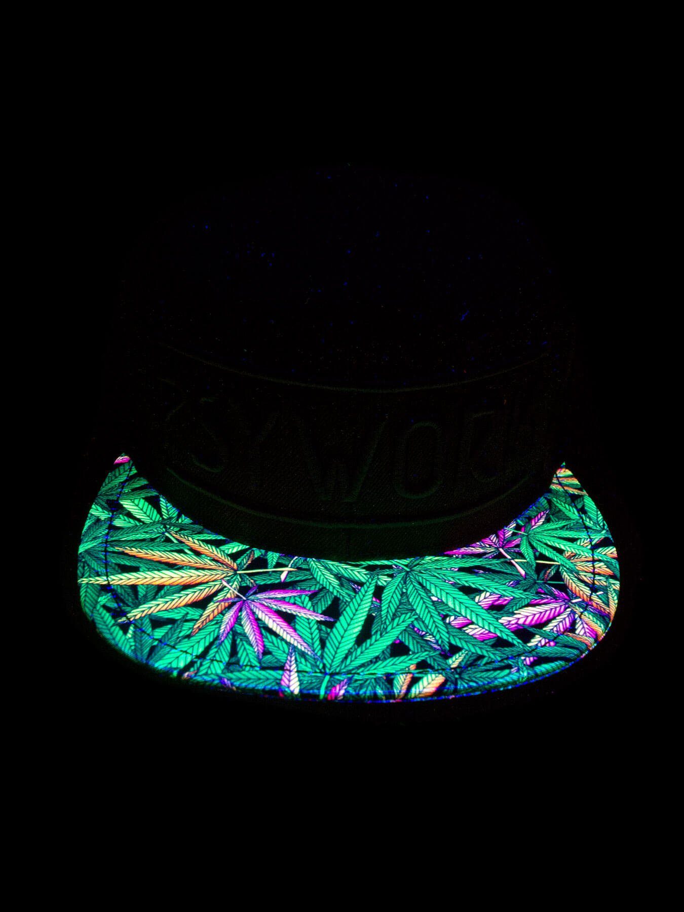 PSYWORK Black leuchtet Snapback UV-aktiv, Schwarzlicht Schwarz Neon Cap unter Weed", "Funky Schwarzlicht Cap