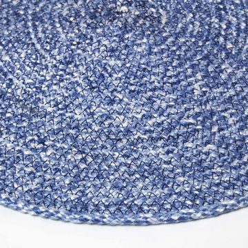 Platzset, Tischset blau im 4er-Set, 40 cm – 4x Platzset rund geflochten, Homescapes