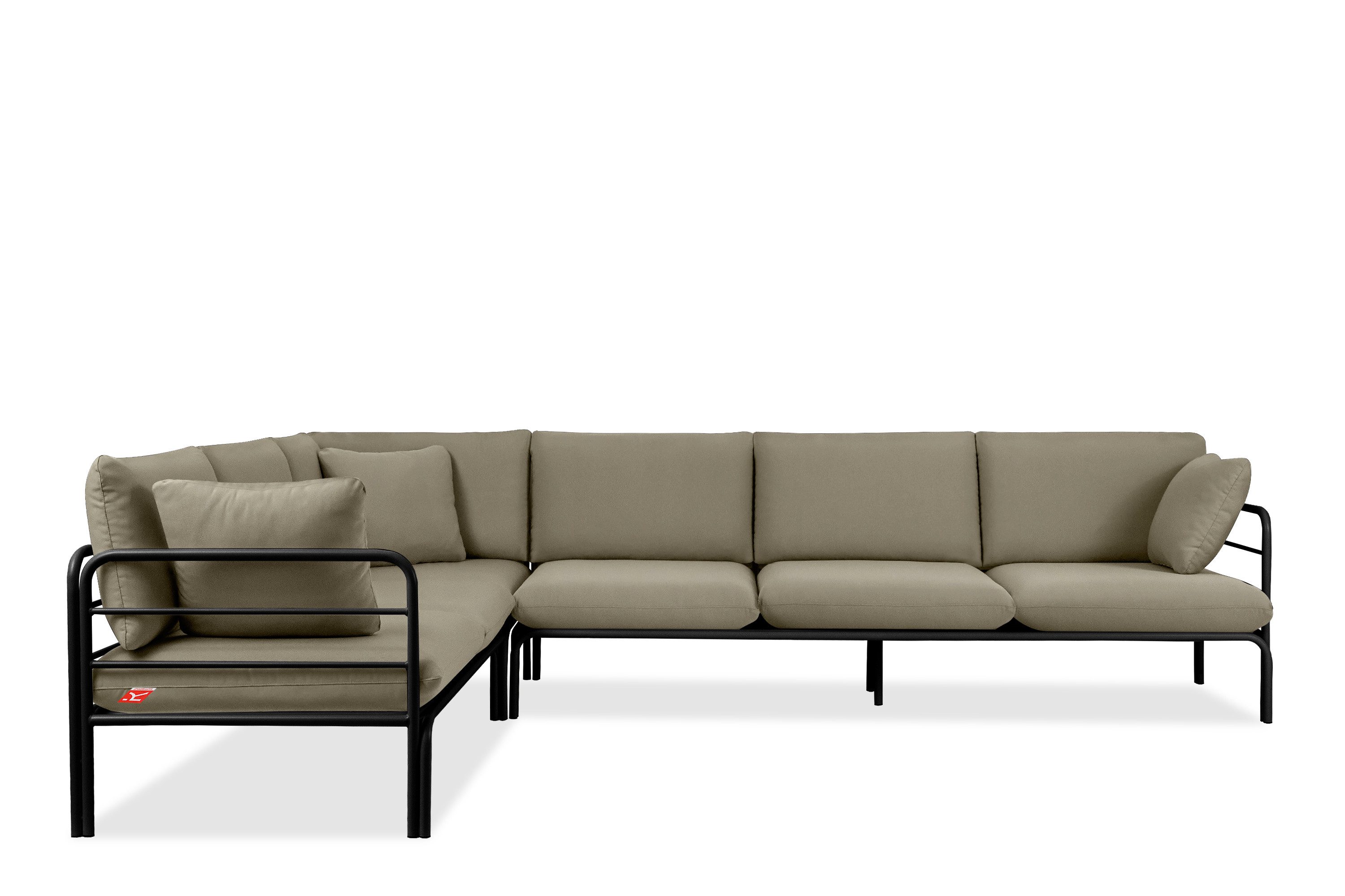 KONSIMO® Loungesofa RAMBE Ecksofa, Gartensofa, links oder rechts, hergestellt in der EU, mit Zierkissen, Gewicht: 80 kg