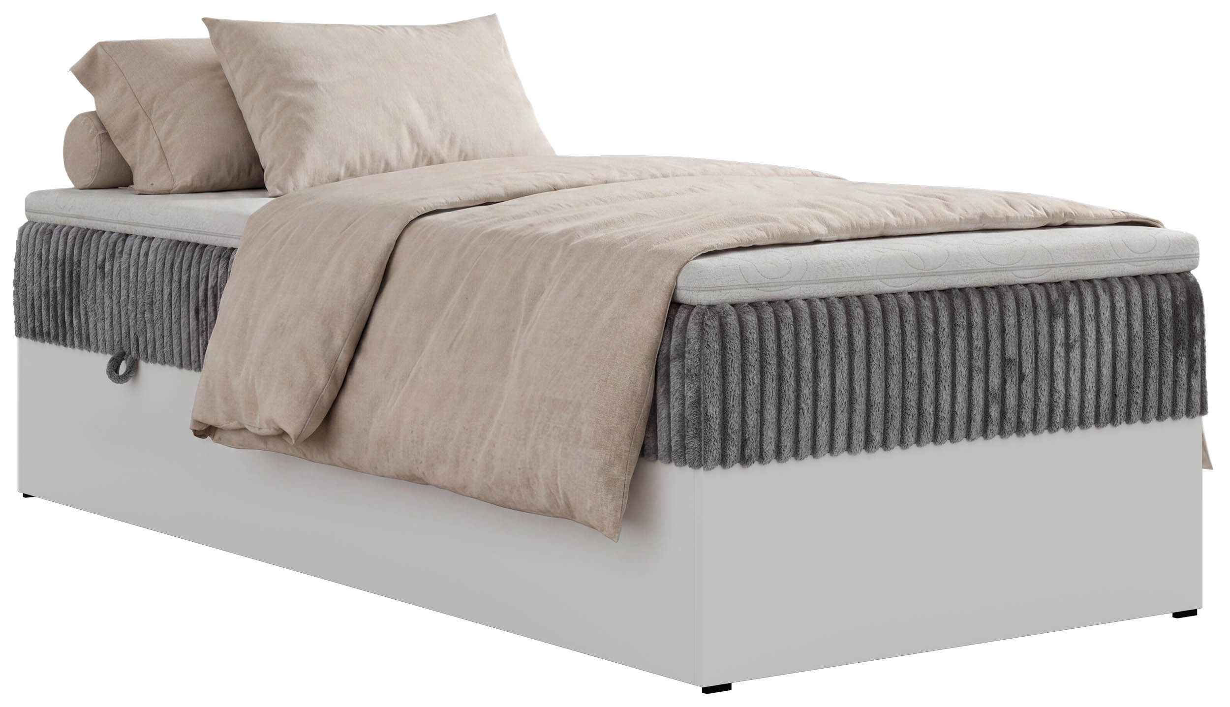 MKS MÖBEL Boxspringbett TRAVIT ZERO 90 (Set, Bett, Polsterbett mit integrierten Matratzen, Bettkasten, H3/H4 Topper), Topper T25 oder Visco optional, ohne Kopfteil, 90x200 cm