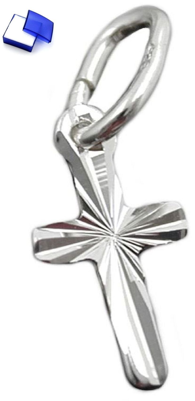 für Mini Schmuckbox, Damen Kreuzanhänger kleiner 925 diamantiert Silberschmuck x mm Anhänger unbespielt und Herren Silber 5 9 Kreuz inkl. Religiöser