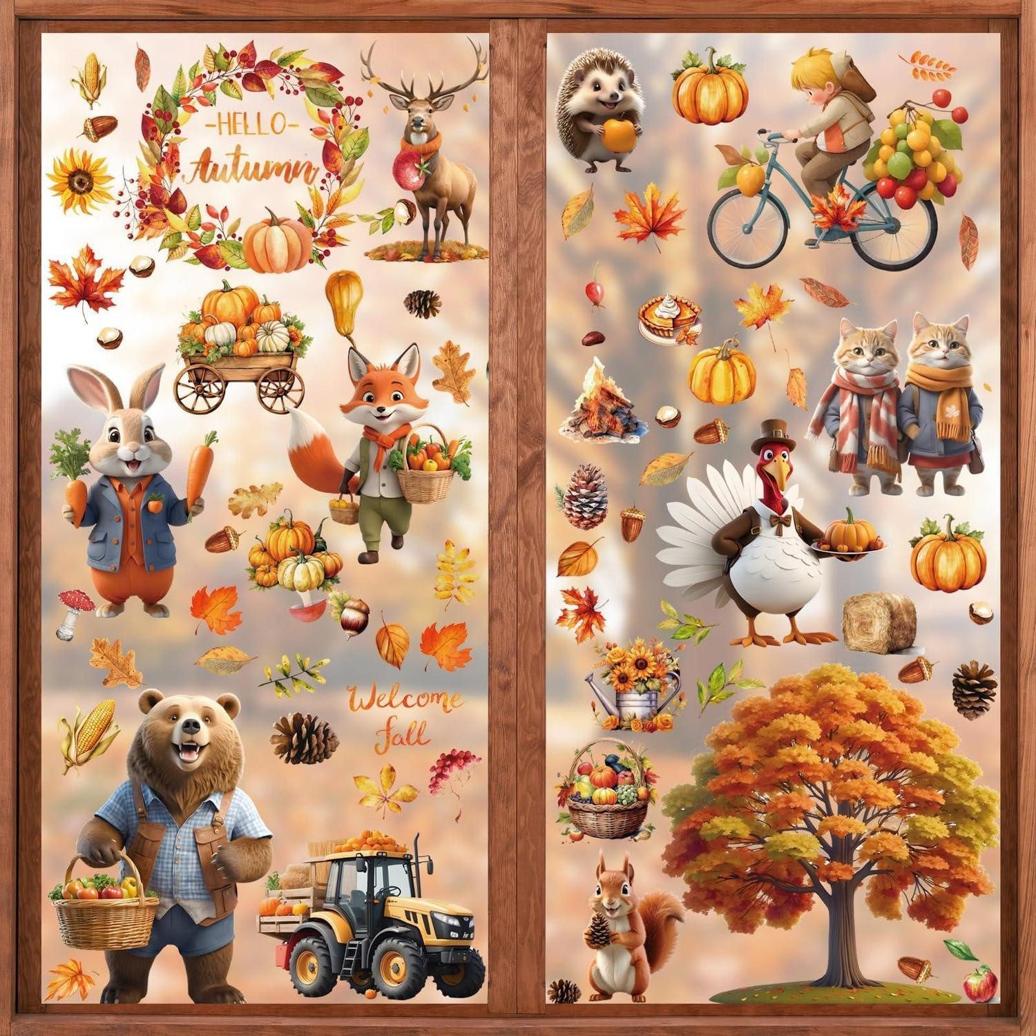 LuxusKollektion Fensterbild Fensterbilder Herbst Ahornblatt 9 Blatt