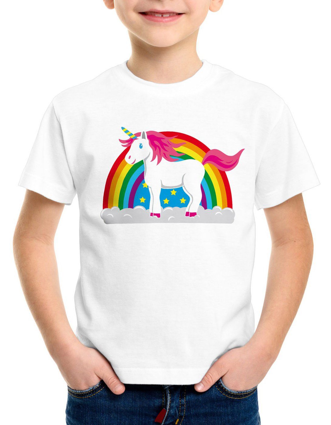 Regenbogen style3 Print-Shirt Einhorn top funshirt Regenbogen Kinder T-Shirt süß Unicorn pferd fun