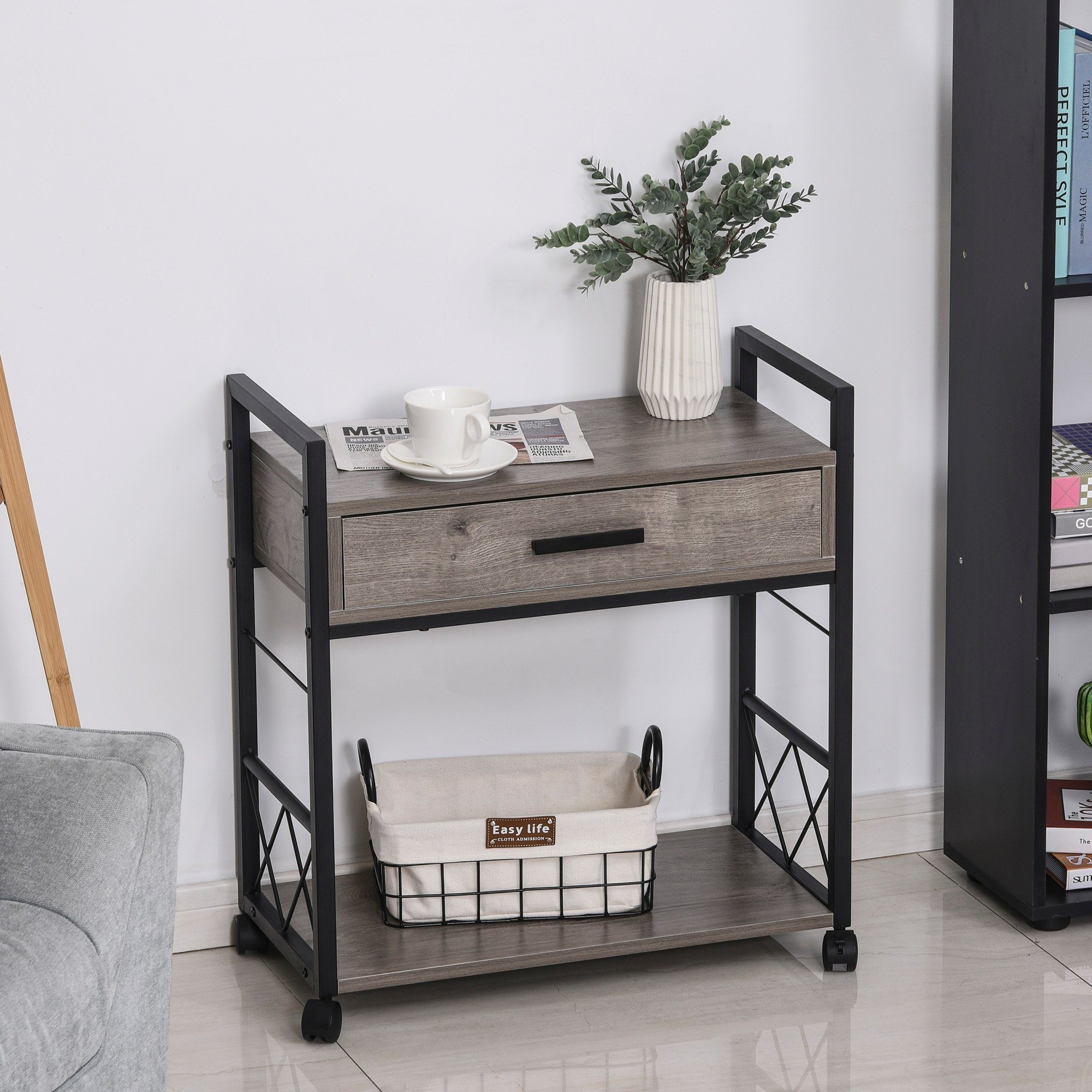 HOMCOM Beistelltisch Kaffeetisch mit Schublade (Servierwagen, günstig online kaufen