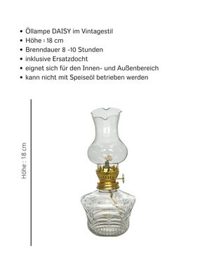 shopandmarry Windlicht 2x Öllampe DAISY im Set mit Klarol Lampenöl, 1 ltr.