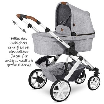 ABC Design Kombi-Kinderwagen Salsa 4 - Graphite Grey, (7-tlg), 2in1 Kinderwagen Buggy Set mit Babywanne, Sportsitz, Regenschutz