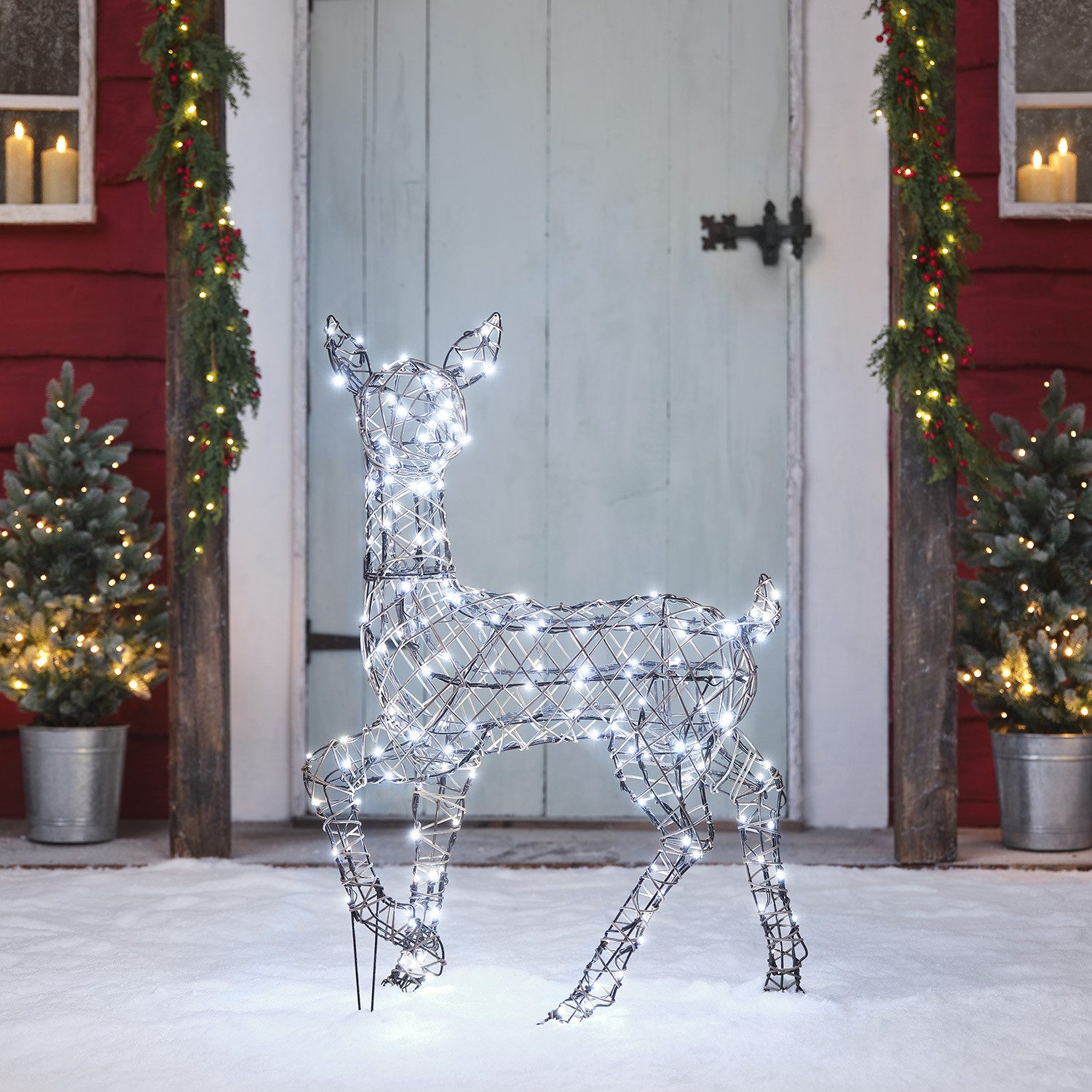 Lights4fun LED-Dekofigur LED‑Rentier Hirschkuh L Studley