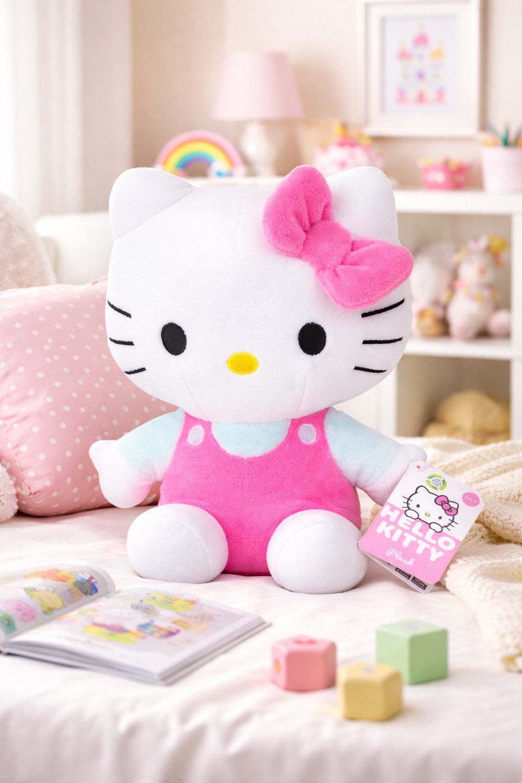 SANRIO Kuscheltier Hello Kitty Kuscheltier Plüschtier 45 cm Stofftier Schleife pink (Set, 1-St., Geschenk-Set), Stofftier Sale Geschenke für Mädchen Jungen Kinder Babys spielen