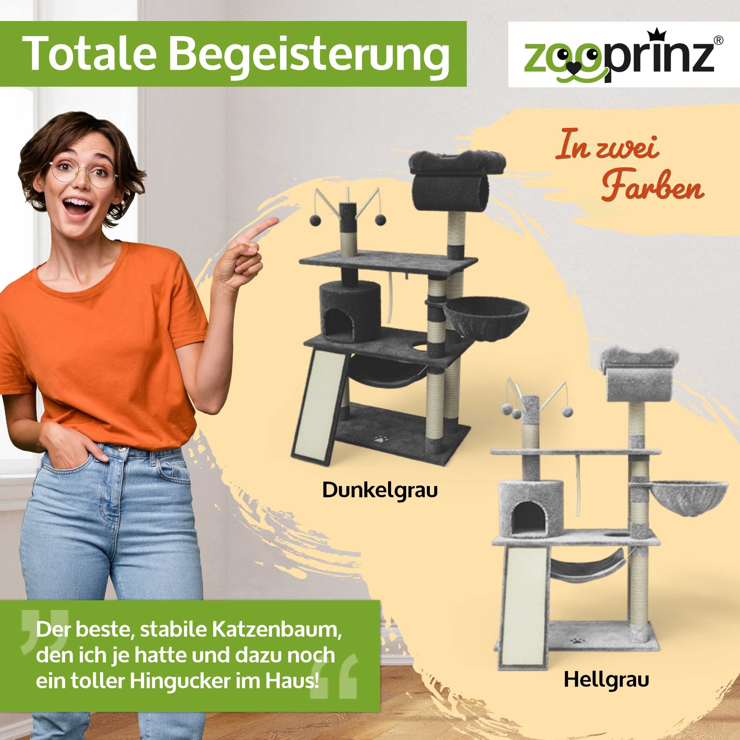 Zooprinz Kratzbaum Emma XXL, 140 cm, Sisalstämme, Anti-Kipp-Sicherung, inklusive Plüschmaus