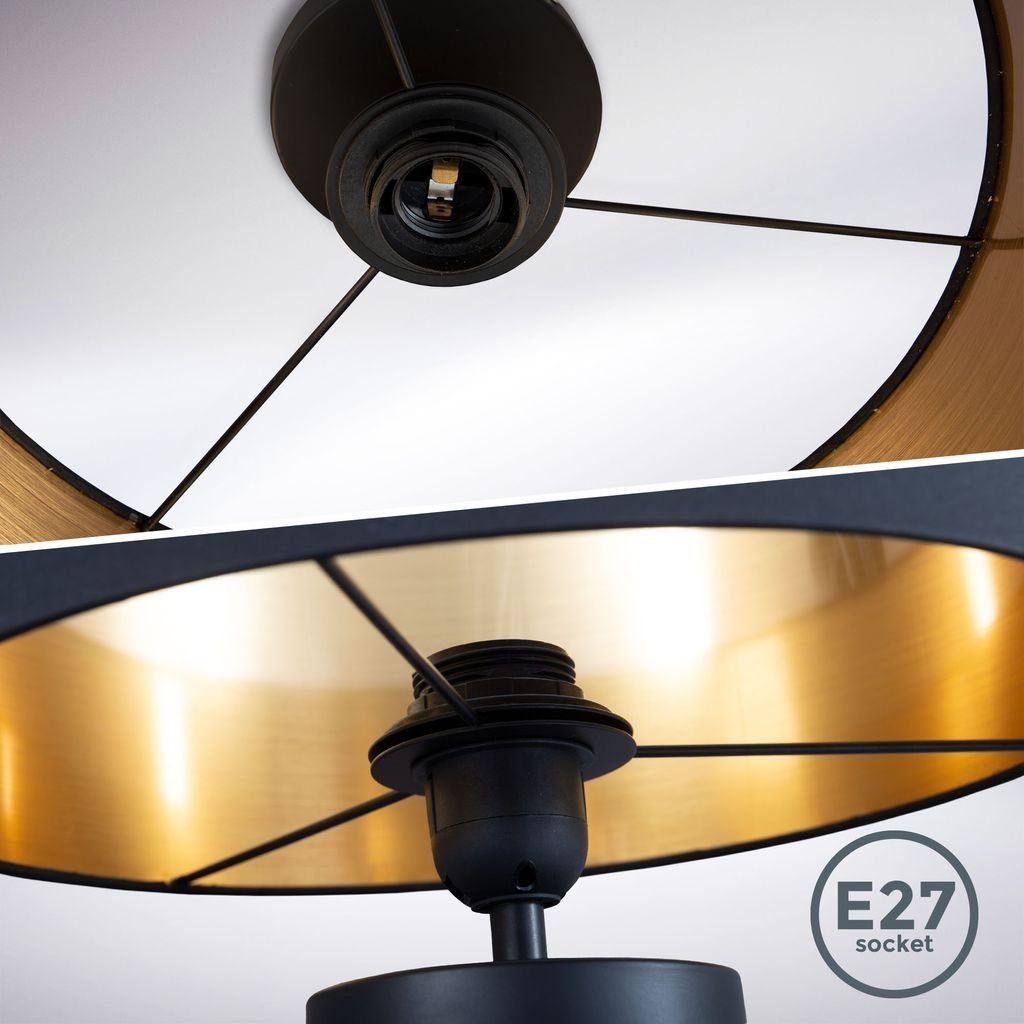 B.K.Licht Deckenleuchte Stoffdeckenlampe E27 Ø30 cm Schwarz-Gold - BKL1420, 1-flammig Ø30cm 60W Wohnzimmer