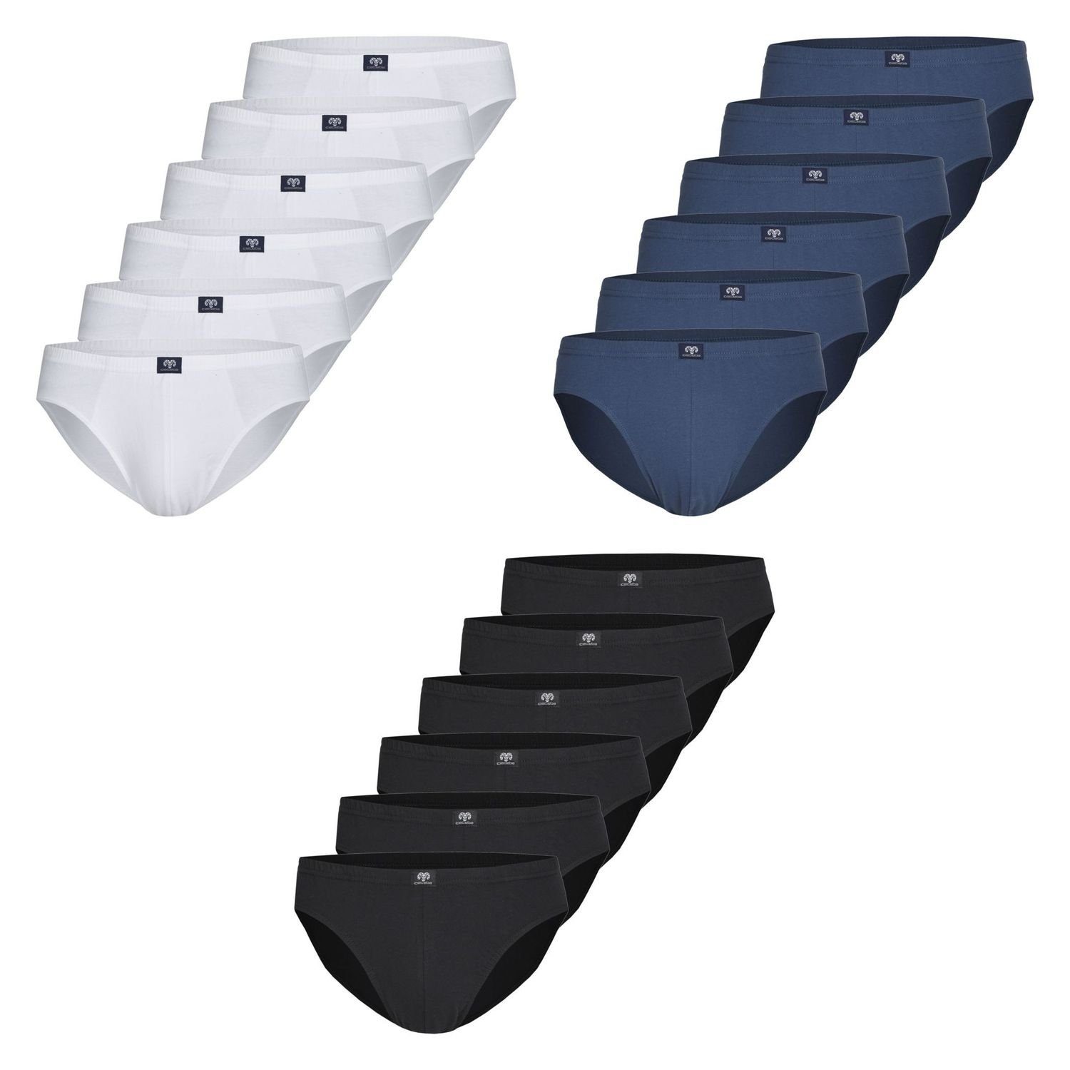 weiß CECEBA Herren Größen schwarz große Übergröße Sport Unterhose 6er Slip CECEBA Unterwäsche Slip (1-St) weiss blau Pack
