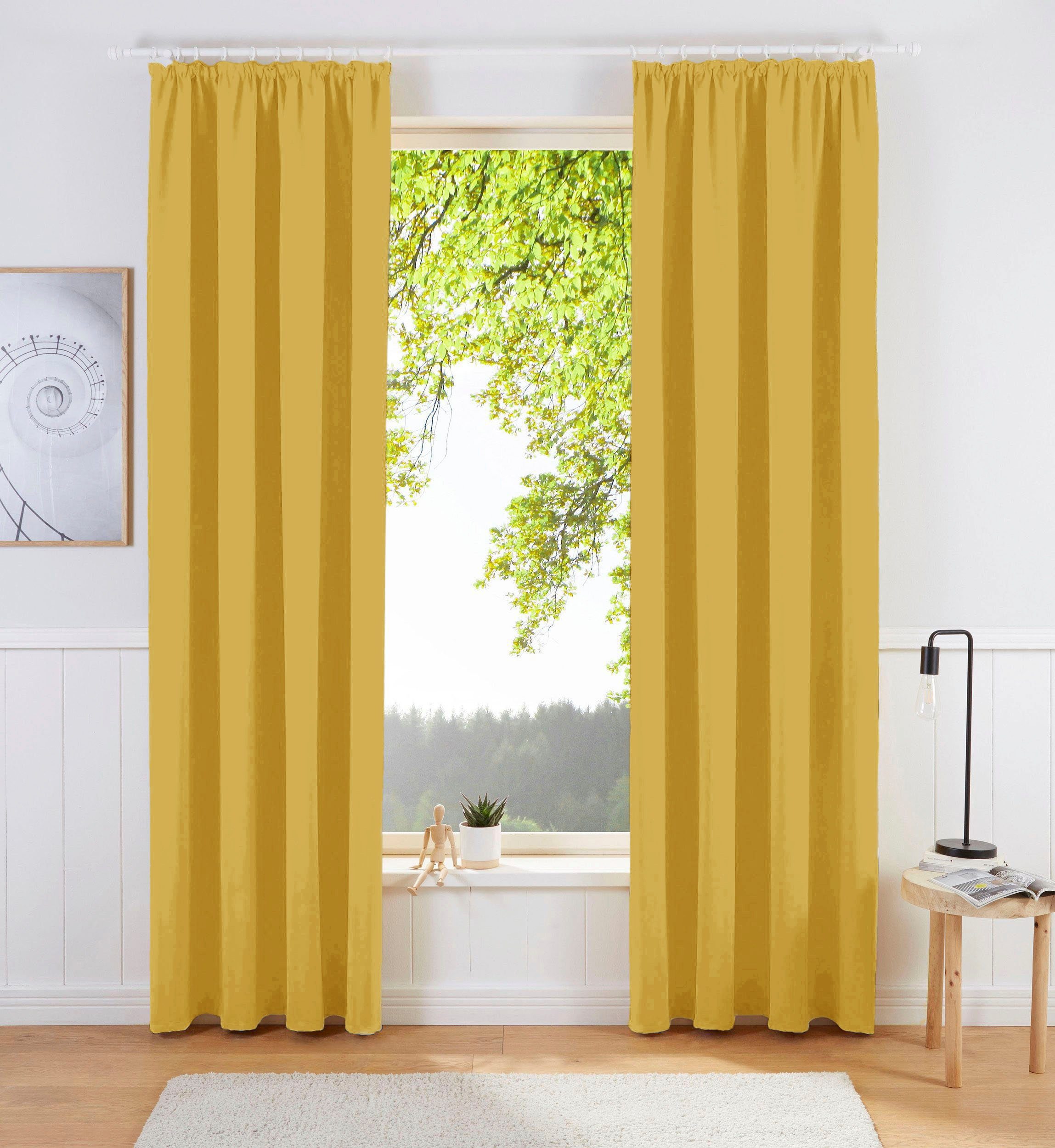 OTTO home Vorhang SOLA, Kräuselband, 1& 2er Pack, blickdicht/verdunkelnd, Topseller! (1 St), Kräuselband, verdunkelnd, Polyester, Breite:130 cm, 1 Schal, einfarbig, Verdunkelung